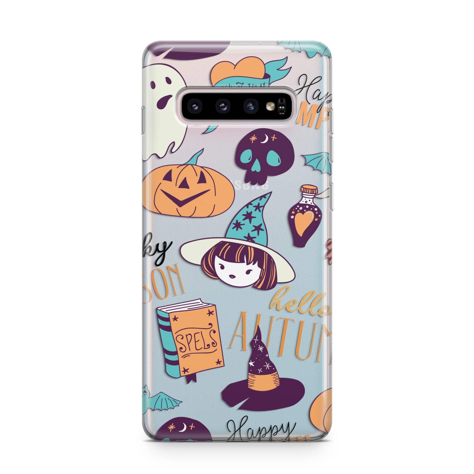 Orange and Blue Halloween Illustrations Samsung Galaxy S10 Plus Case