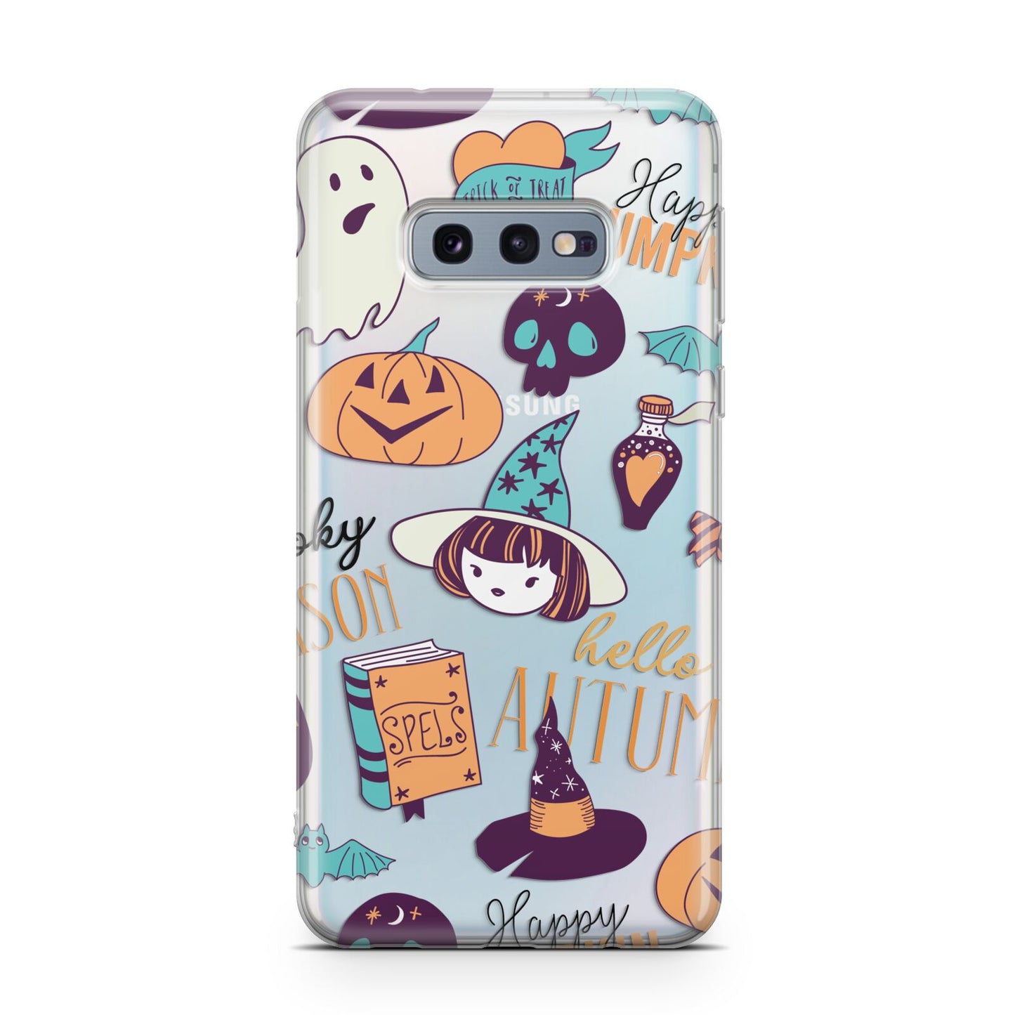 Orange and Blue Halloween Illustrations Samsung Galaxy S10E Case