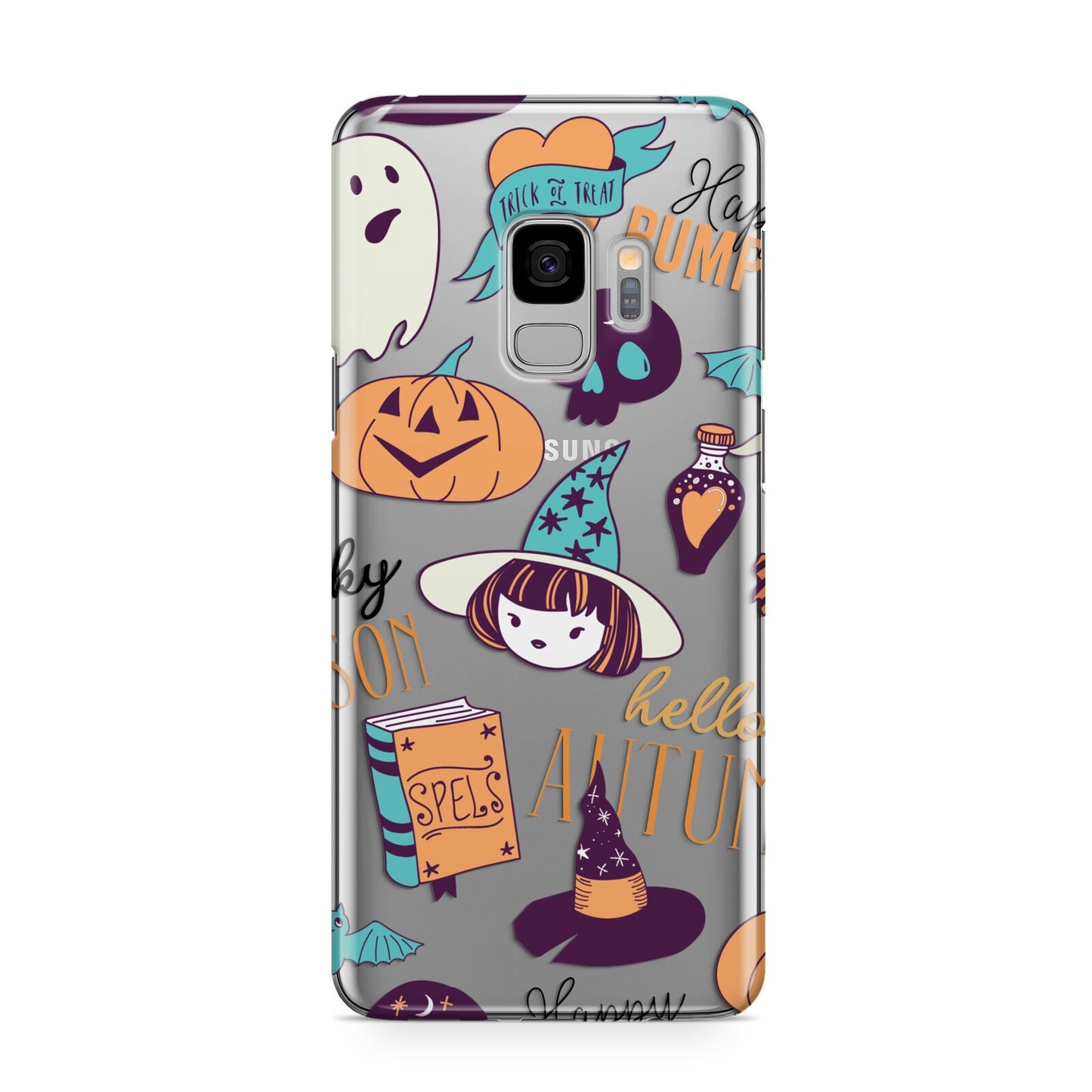 Orange and Blue Halloween Illustrations Samsung Galaxy S9 Case