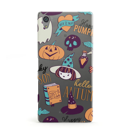 Orange and Blue Halloween Illustrations Sony Xperia Case