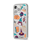 Orange and Blue Halloween Illustrations iPhone 14 Pro Max Clear Tough Case Silver Angled Image
