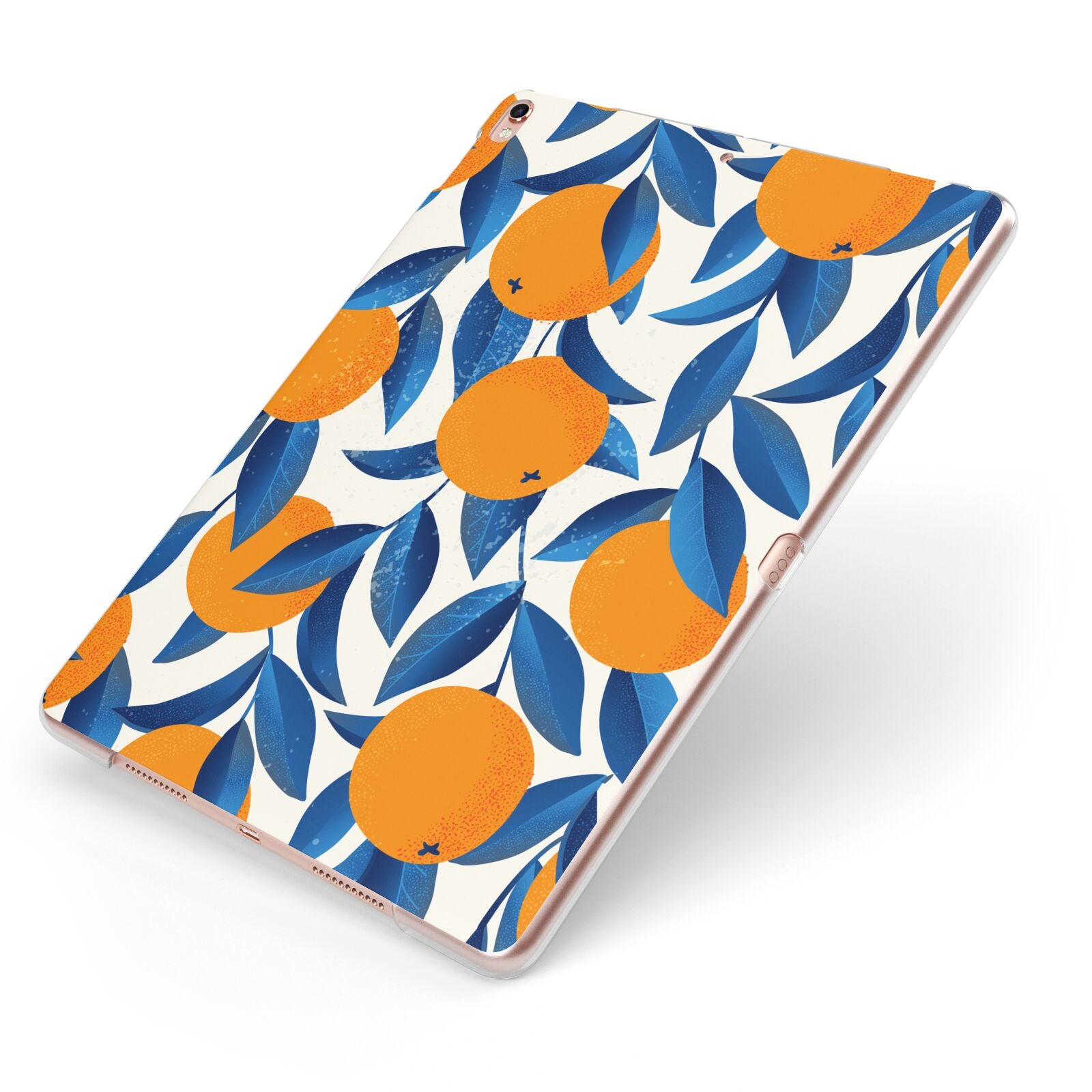 Oranges Apple iPad Case on Rose Gold iPad Side View