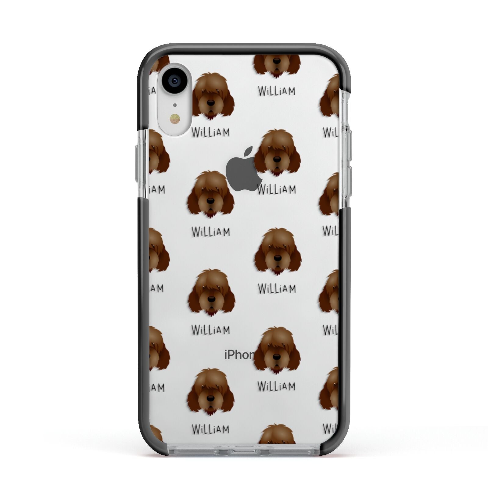 Otterhound Icon with Name Apple iPhone XR Impact Case Black Edge on Silver Phone