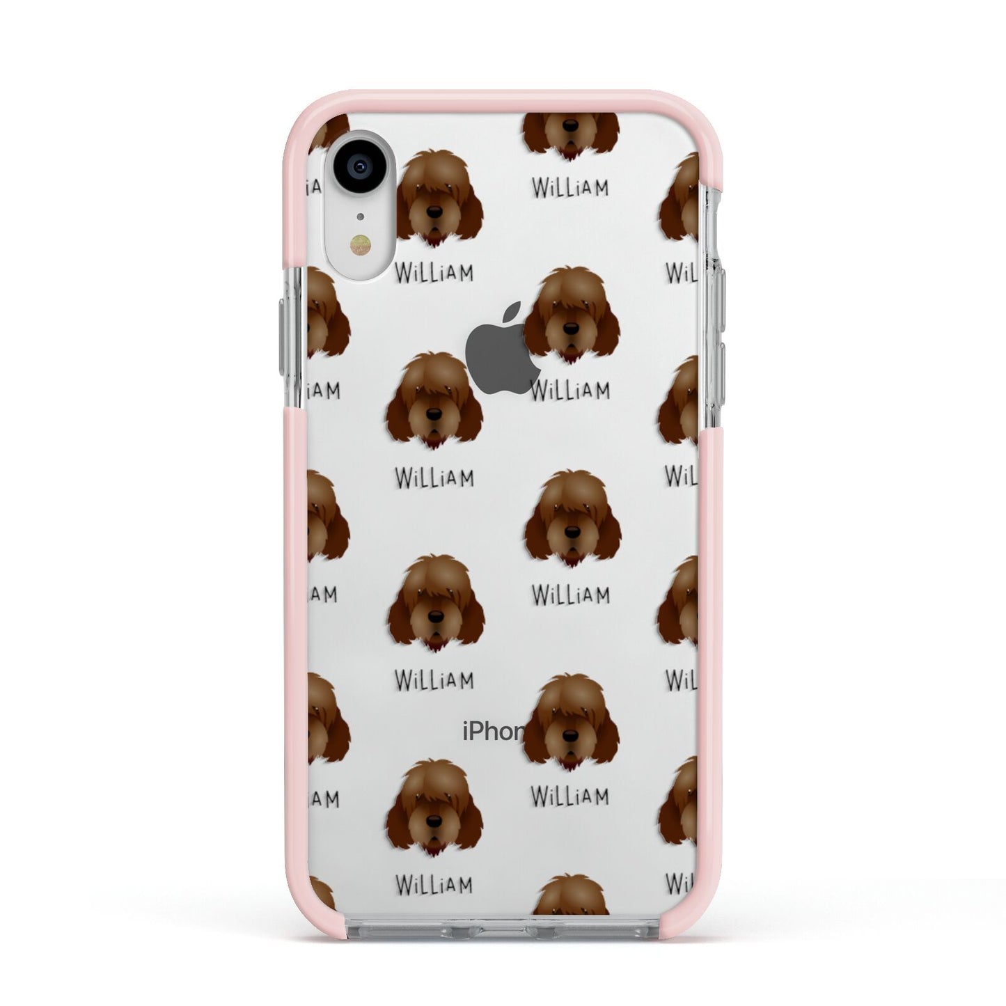 Otterhound Icon with Name Apple iPhone XR Impact Case Pink Edge on Silver Phone