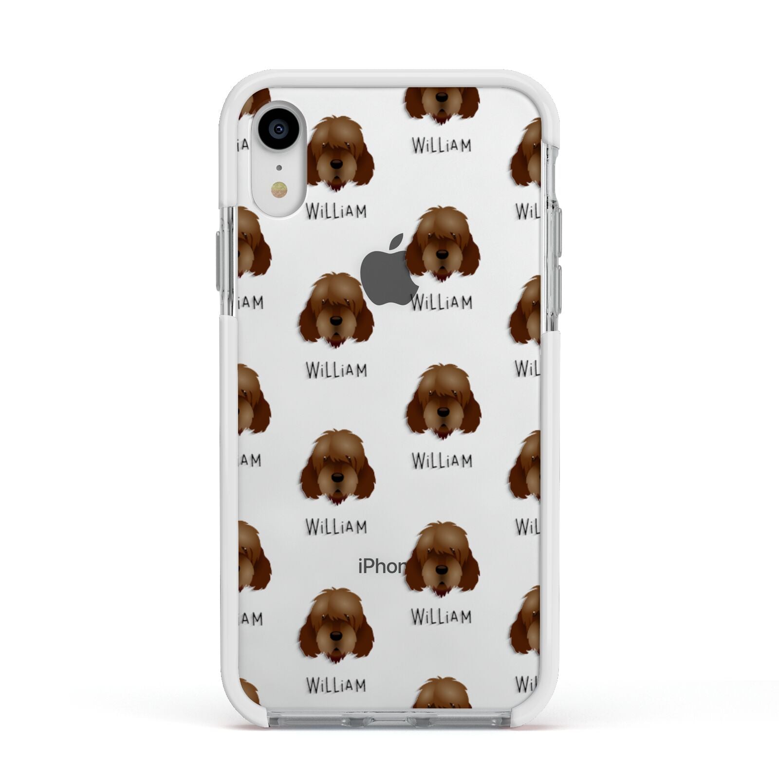 Otterhound Icon with Name Apple iPhone XR Impact Case White Edge on Silver Phone