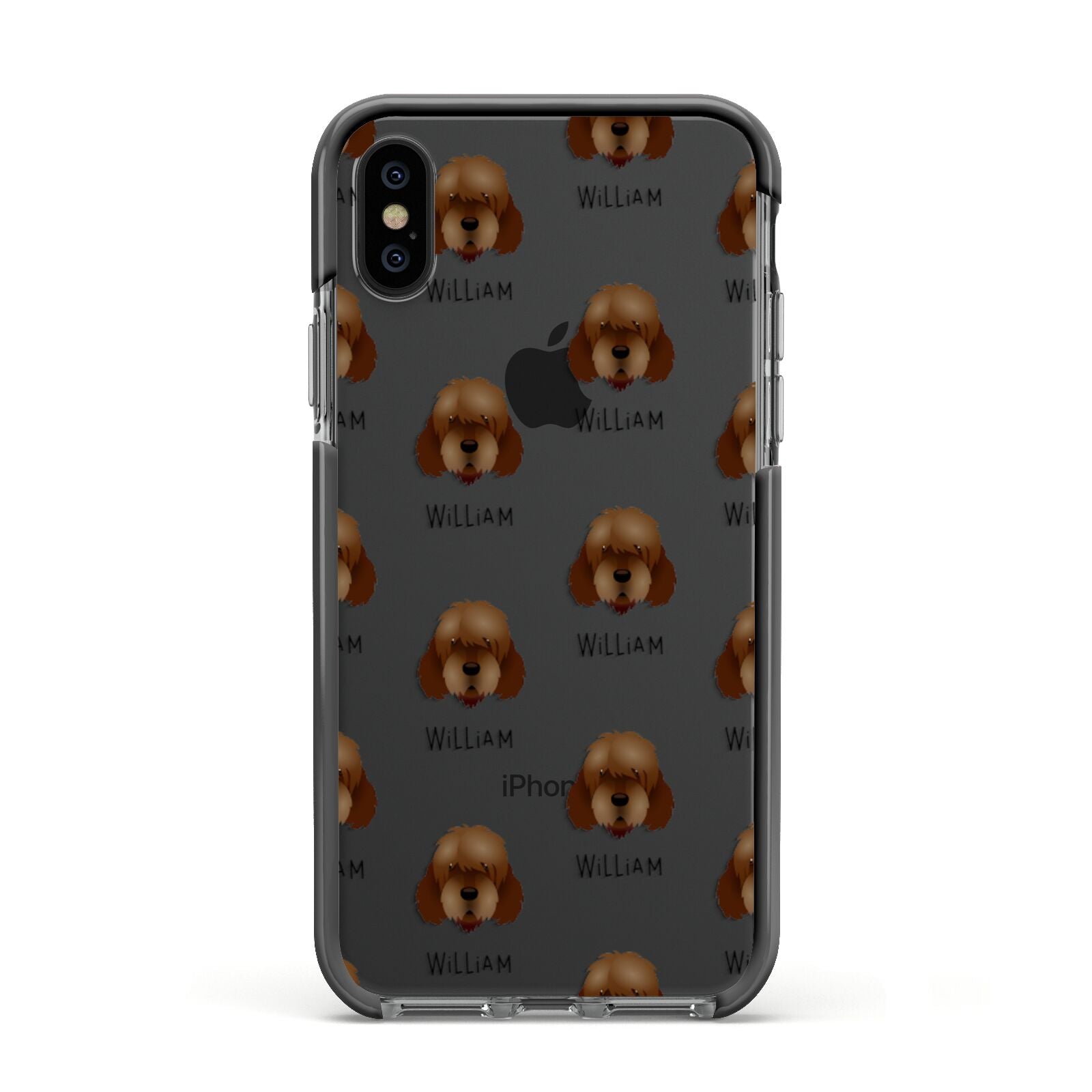 Otterhound Icon with Name Apple iPhone Xs Impact Case Black Edge on Black Phone