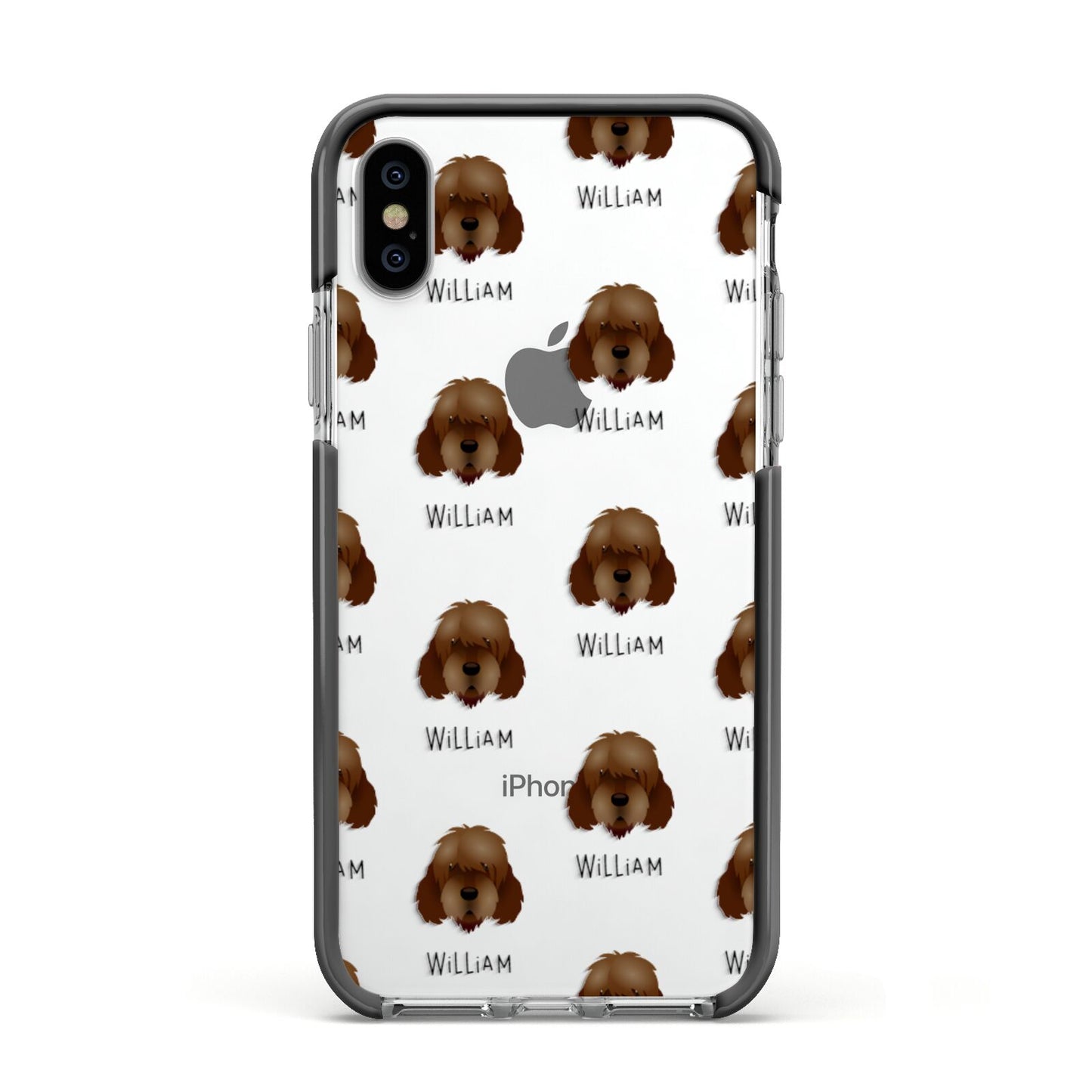 Otterhound Icon with Name Apple iPhone Xs Impact Case Black Edge on Silver Phone