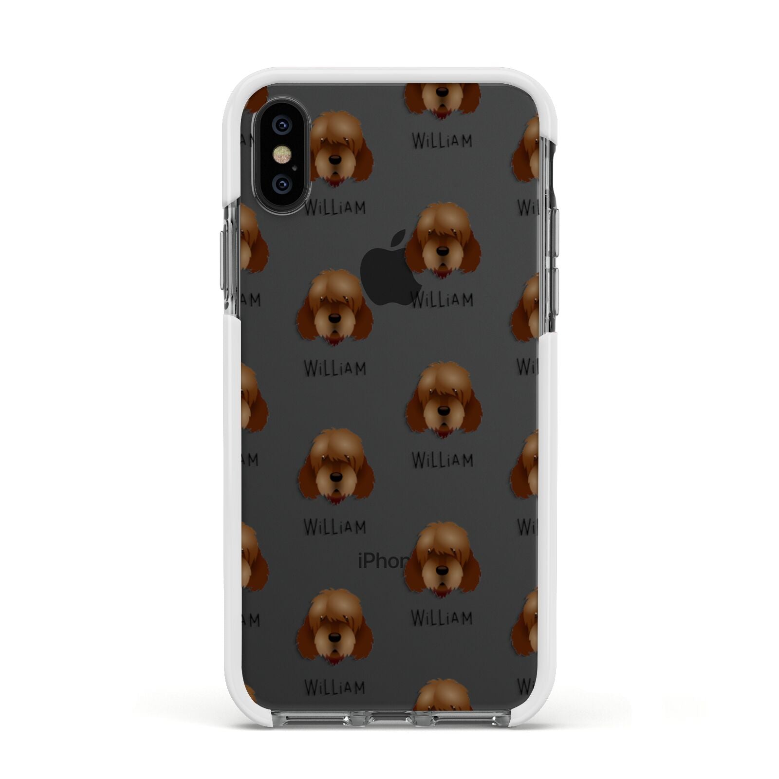 Otterhound Icon with Name Apple iPhone Xs Impact Case White Edge on Black Phone