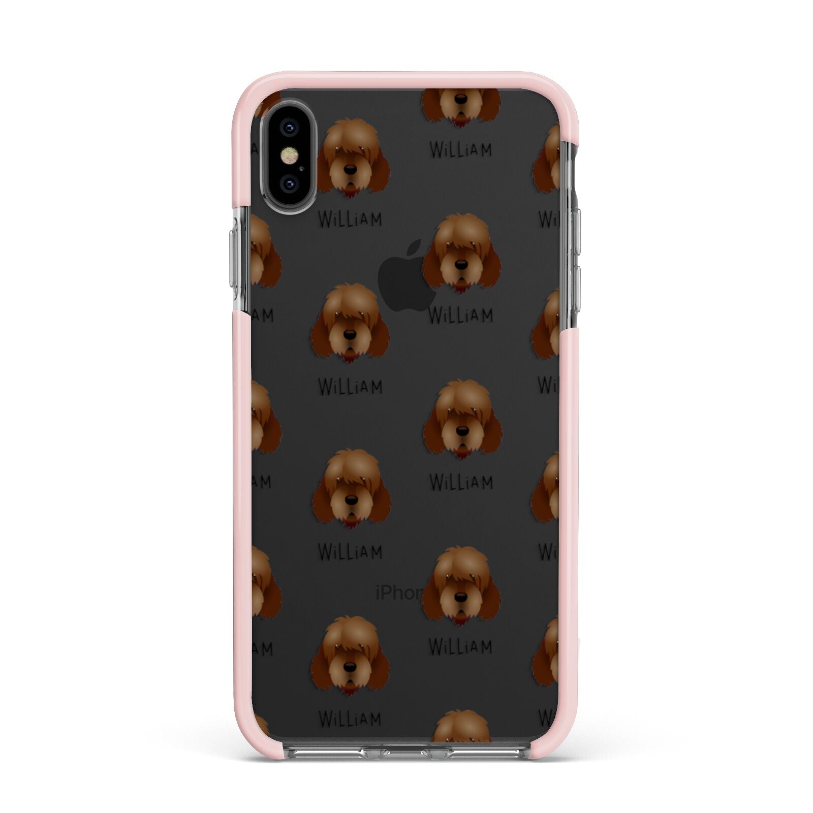 Otterhound Icon with Name Apple iPhone Xs Max Impact Case Pink Edge on Black Phone