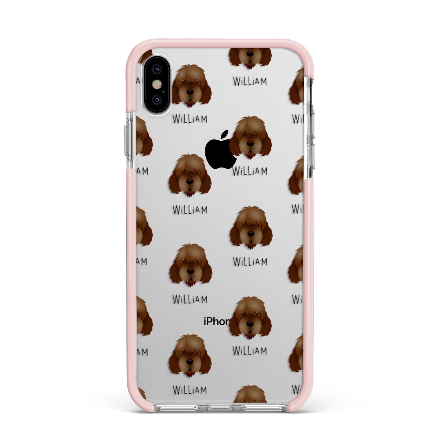 Otterhound Icon with Name Apple iPhone Xs Max Impact Case Pink Edge on Silver Phone