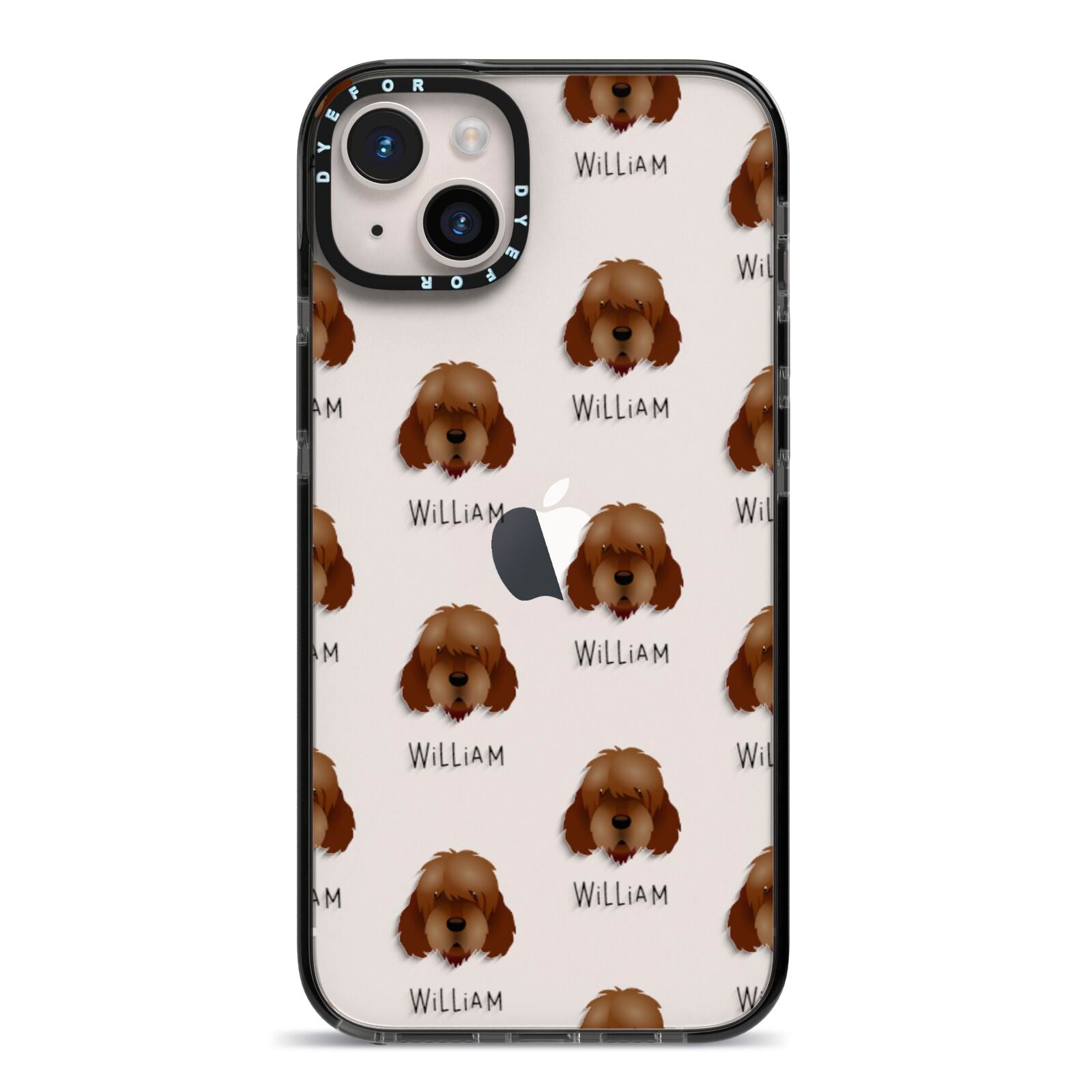 Otterhound Icon with Name iPhone 14 Plus Black Impact Case on Silver phone