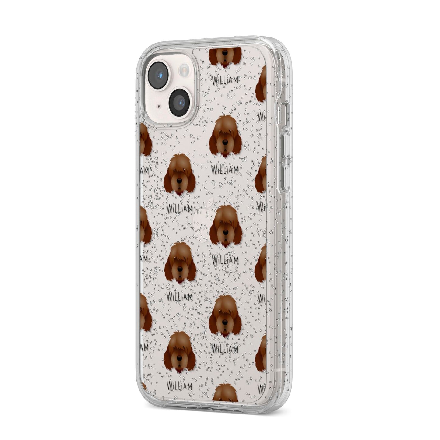 Otterhound Icon with Name iPhone 14 Plus Glitter Tough Case Starlight Angled Image