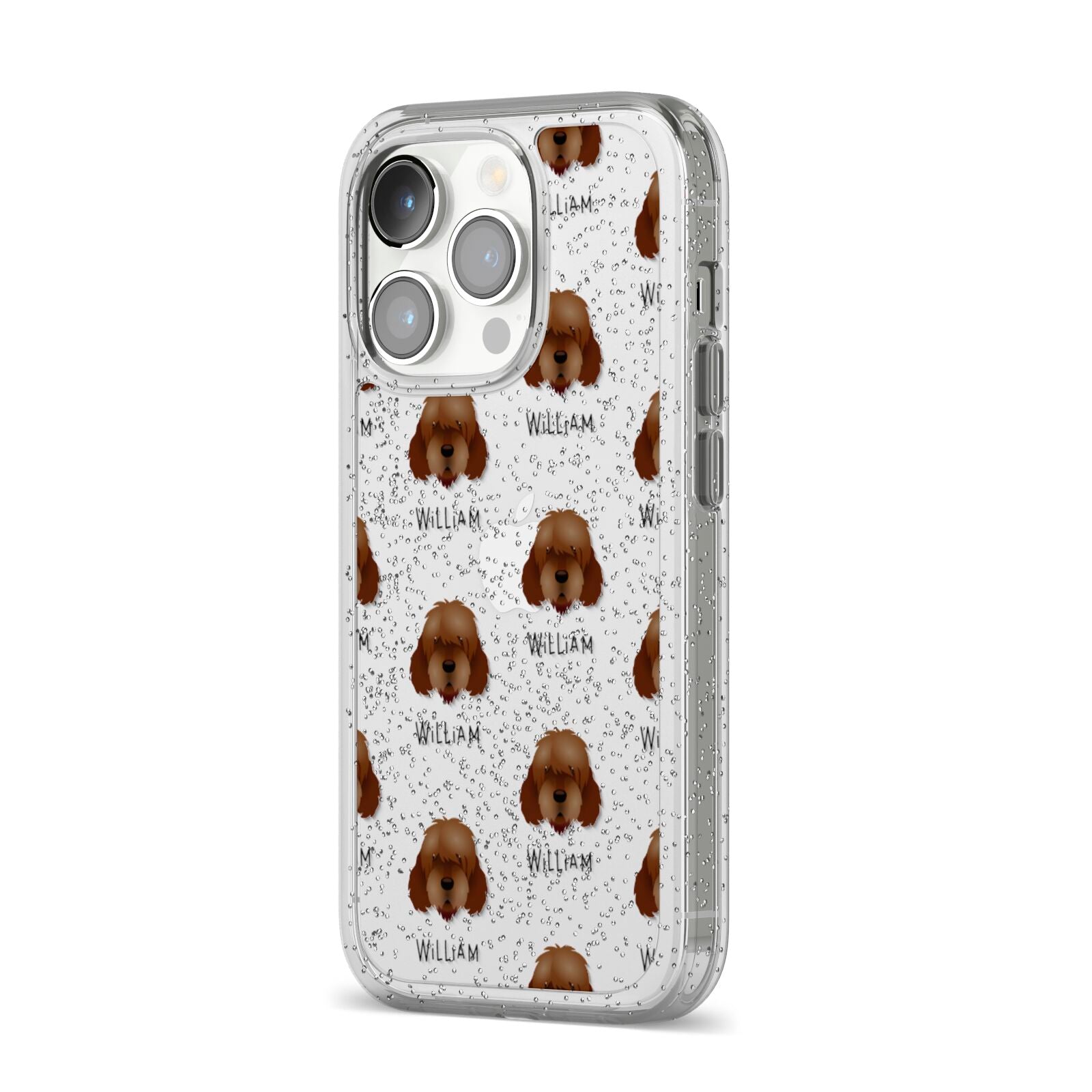 Otterhound Icon with Name iPhone 14 Pro Glitter Tough Case Silver Angled Image