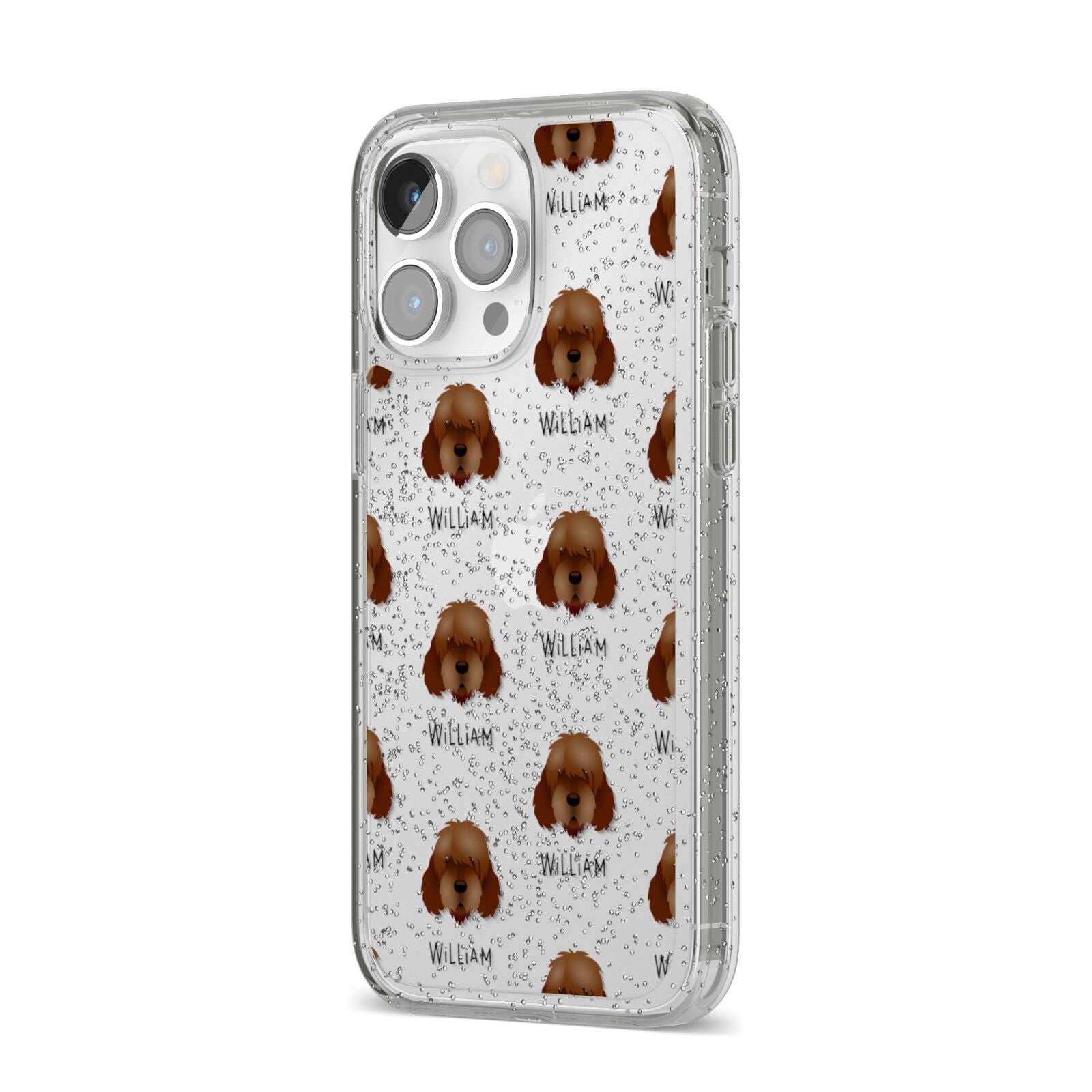 Otterhound Icon with Name iPhone 14 Pro Max Glitter Tough Case Silver Angled Image