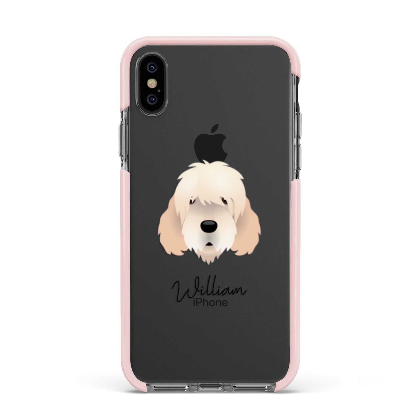 Otterhound Personalised Apple iPhone Xs Impact Case Pink Edge on Black Phone