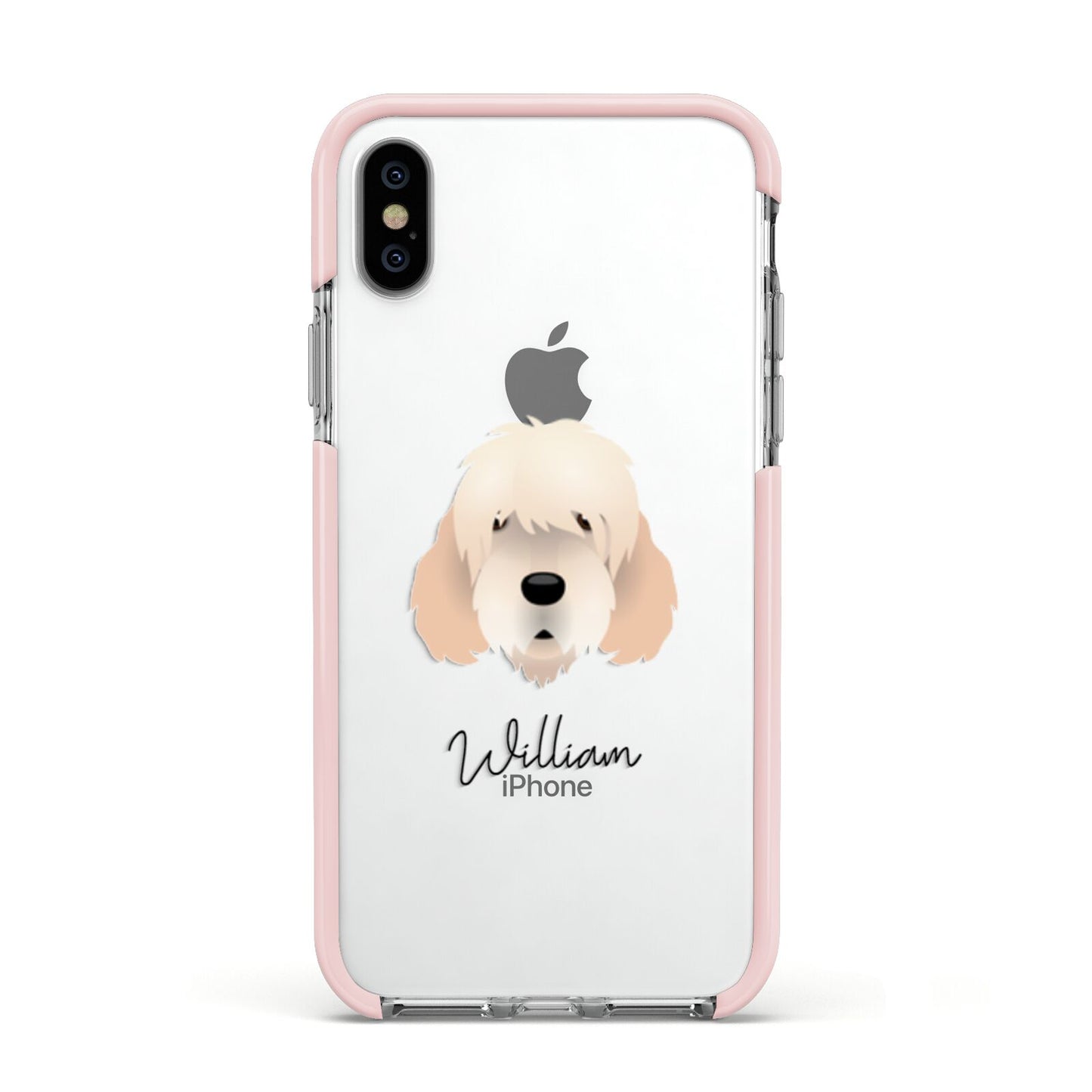 Otterhound Personalised Apple iPhone Xs Impact Case Pink Edge on Silver Phone