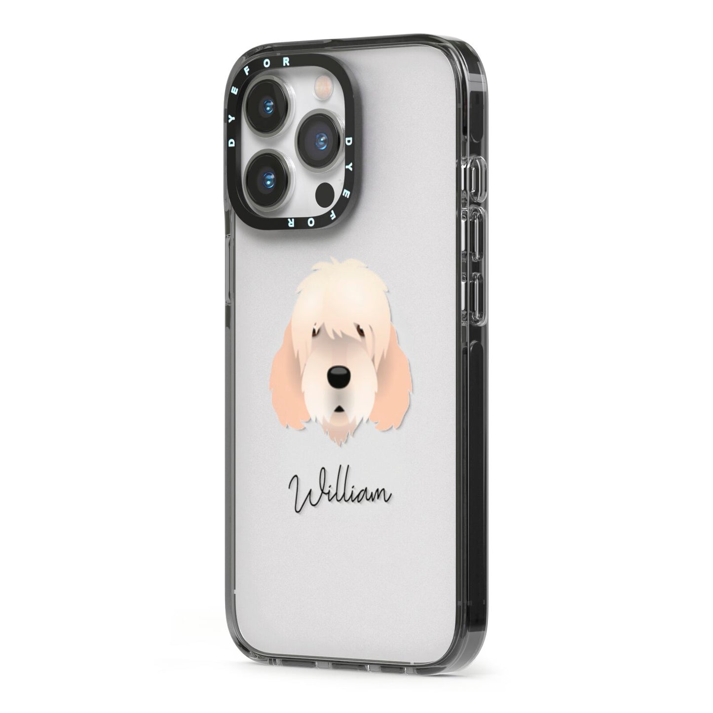 Otterhound Personalised iPhone 13 Pro Black Impact Case Side Angle on Silver phone