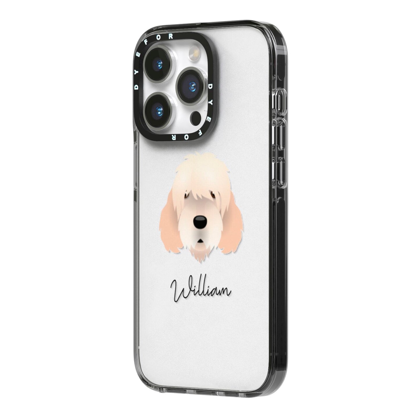 Otterhound Personalised iPhone 14 Pro Black Impact Case Side Angle on Silver phone
