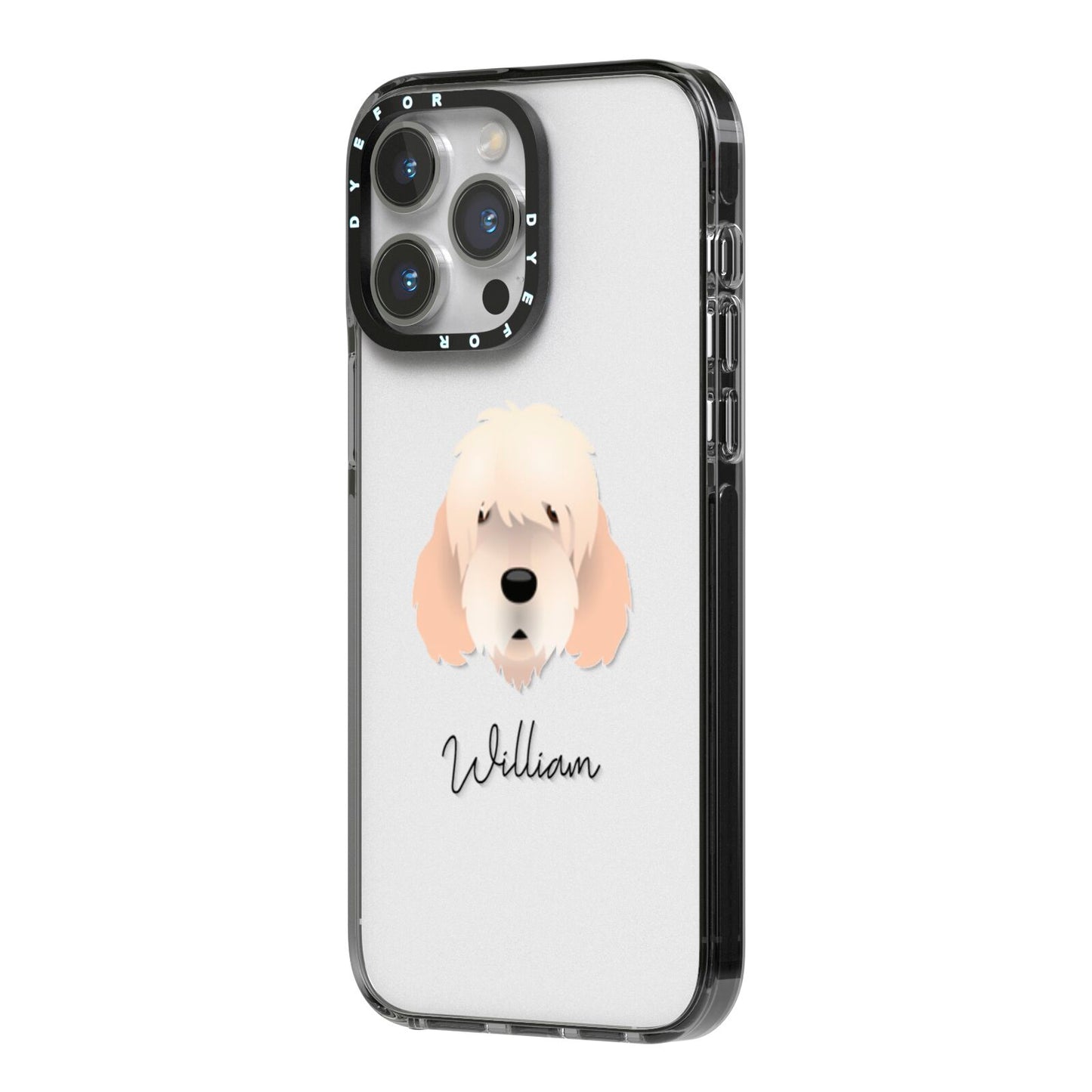 Otterhound Personalised iPhone 14 Pro Max Black Impact Case Side Angle on Silver phone