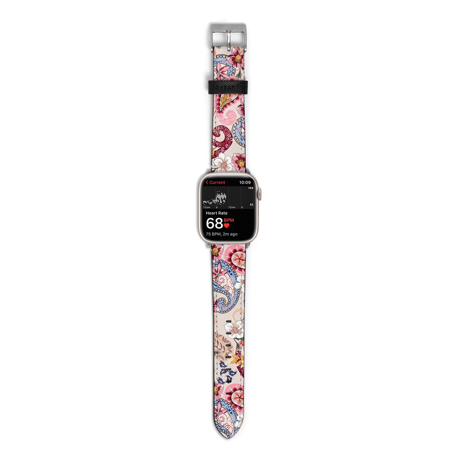 Paisley Cashmere Flowers Apple Watch Strap Size 38mm with Silver Hardware