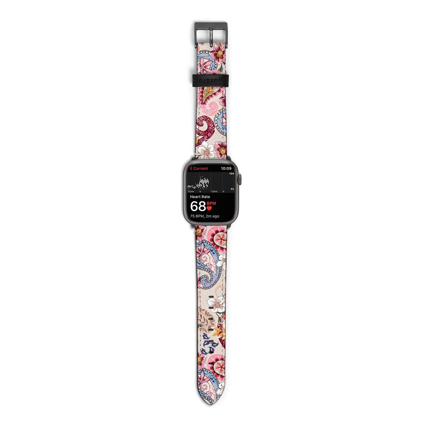 Paisley Cashmere Flowers Apple Watch Strap Size 38mm with Space Grey Hardware