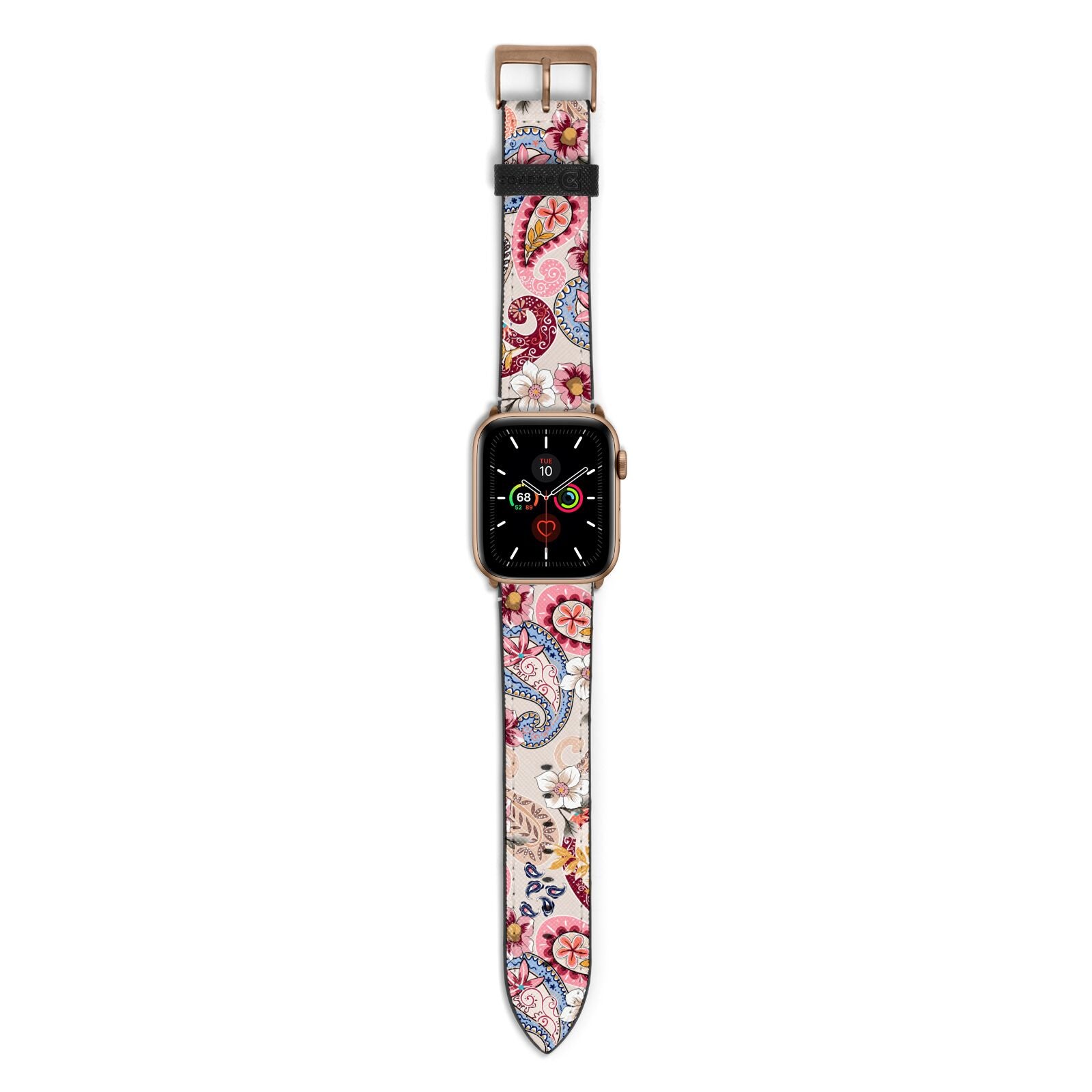 Paisley Cashmere Flowers Apple Watch Strap with Gold Hardware