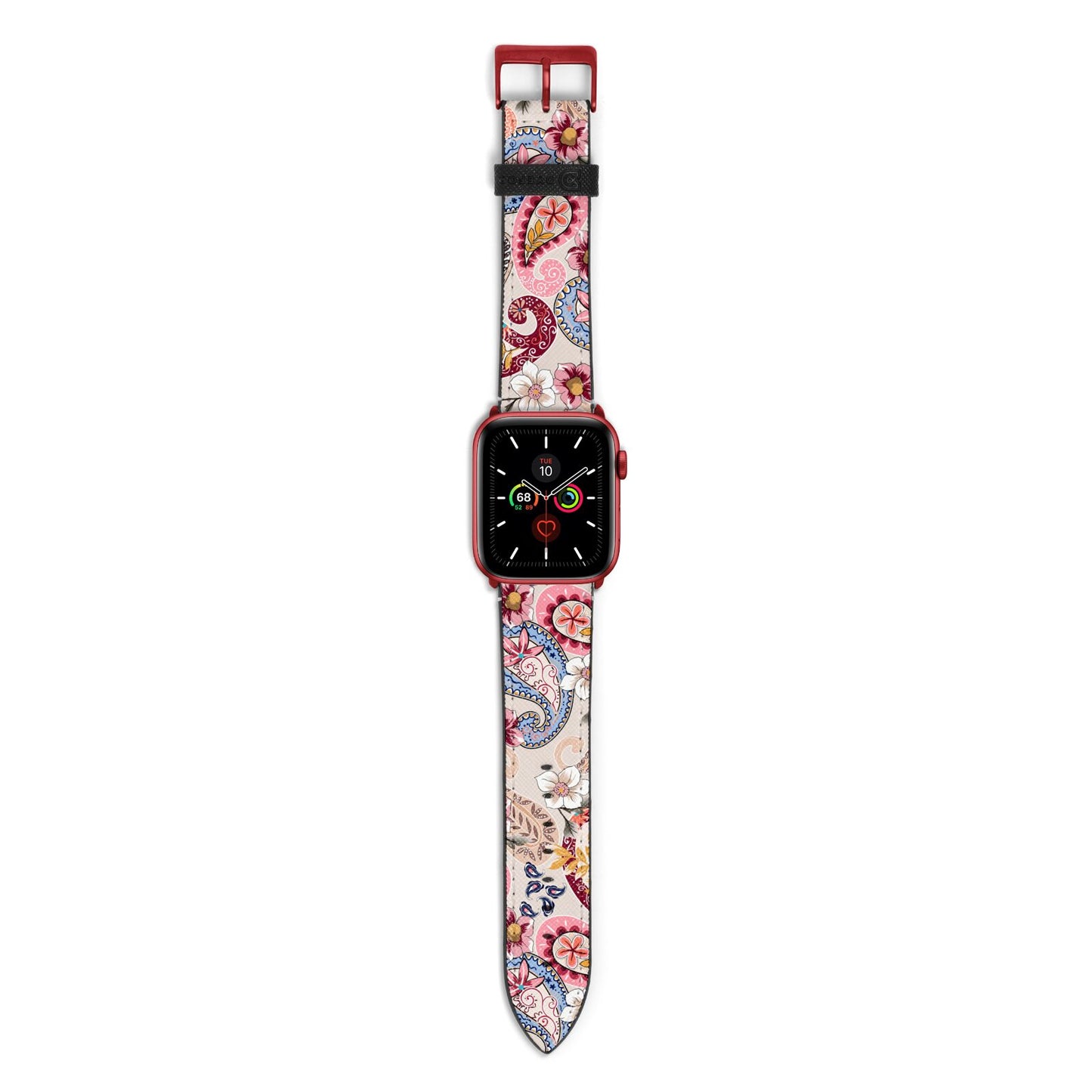 Paisley Cashmere Flowers Apple Watch Strap with Red Hardware