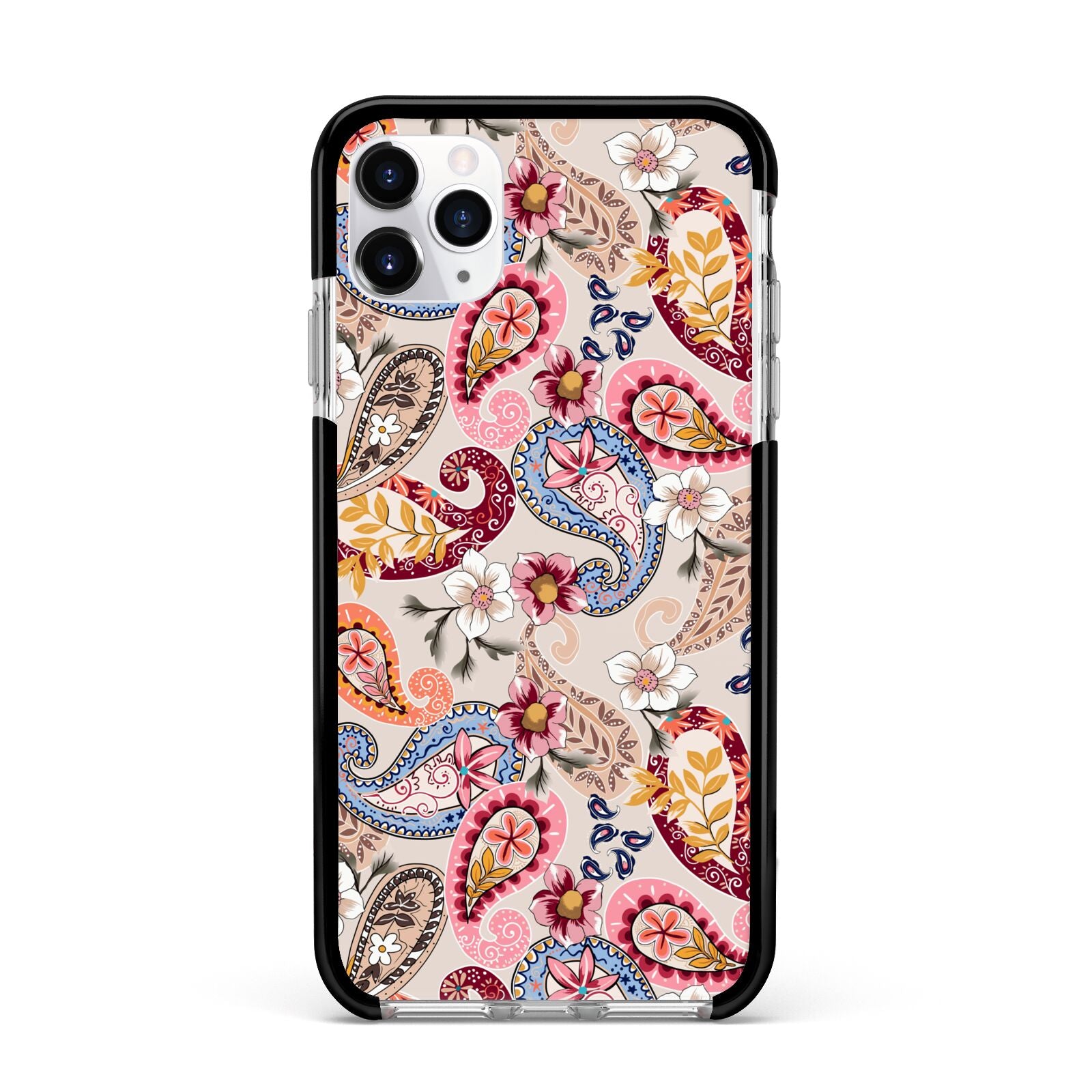 Paisley Cashmere Flowers Apple iPhone 11 Pro Max in Silver with Black Impact Case