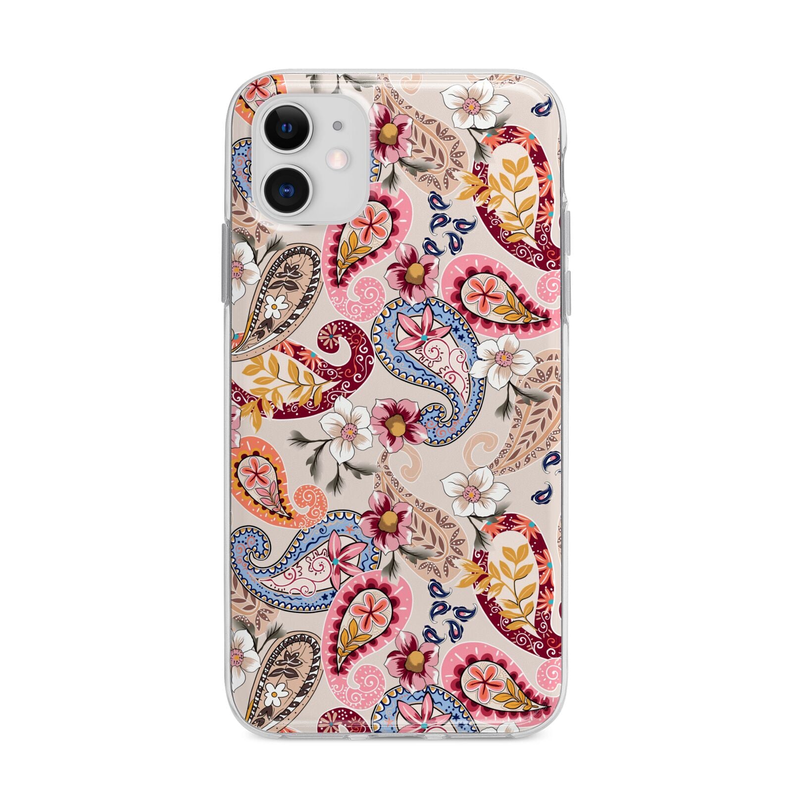 Paisley Cashmere Flowers Apple iPhone 11 in White with Bumper Case