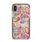 Paisley Cashmere Flowers Apple iPhone Xs Impact Case Black Edge on Silver Phone