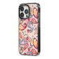 Paisley Cashmere Flowers iPhone 13 Pro Black Impact Case Side Angle on Silver phone