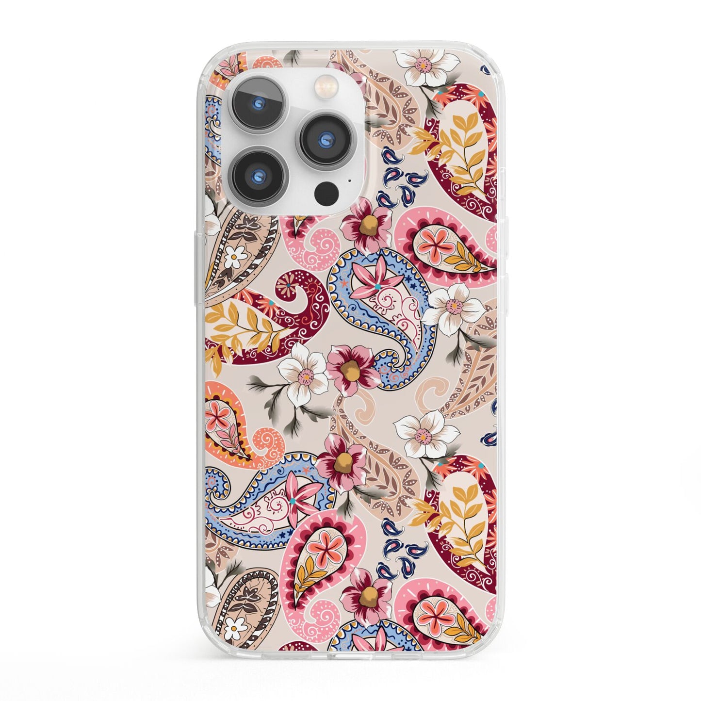 Paisley Cashmere Flowers iPhone 13 Pro Clear Bumper Case