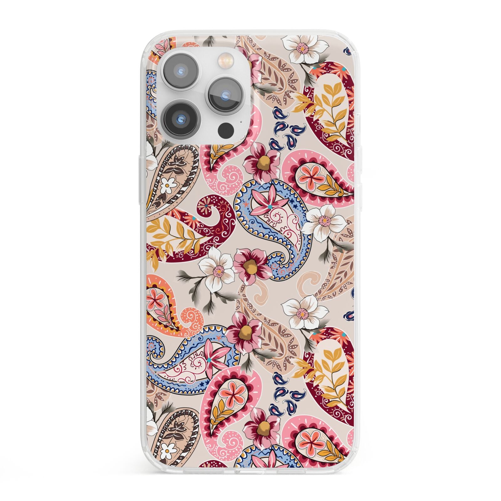 Paisley Cashmere Flowers iPhone 13 Pro Max Clear Bumper Case