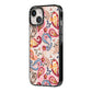 Paisley Cashmere Flowers iPhone 14 Black Impact Case Side Angle on Silver phone