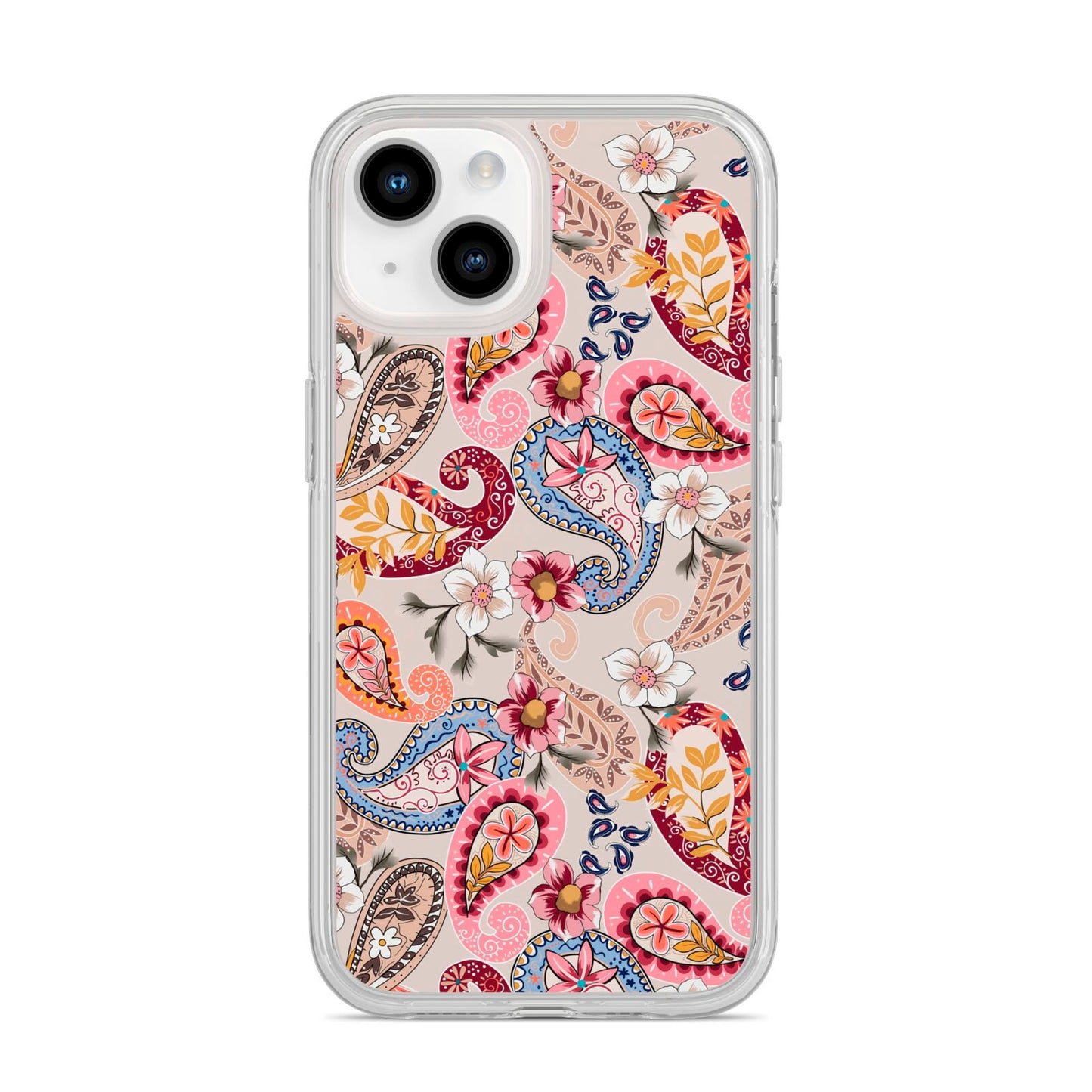 Paisley Cashmere Flowers iPhone 14 Clear Tough Case Starlight