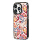 Paisley Cashmere Flowers iPhone 14 Pro Black Impact Case Side Angle on Silver phone
