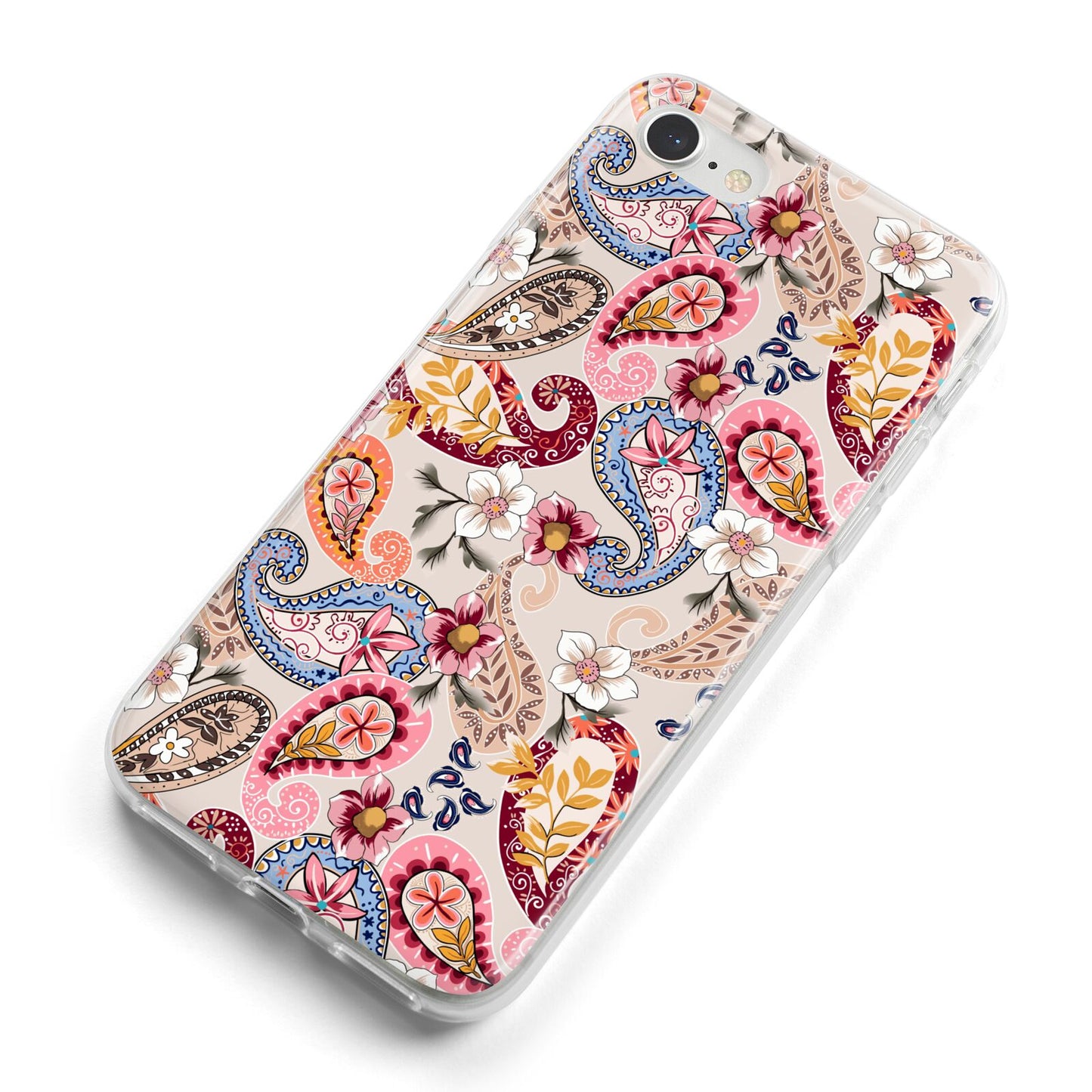 Paisley Cashmere Flowers iPhone 8 Bumper Case on Silver iPhone Alternative Image