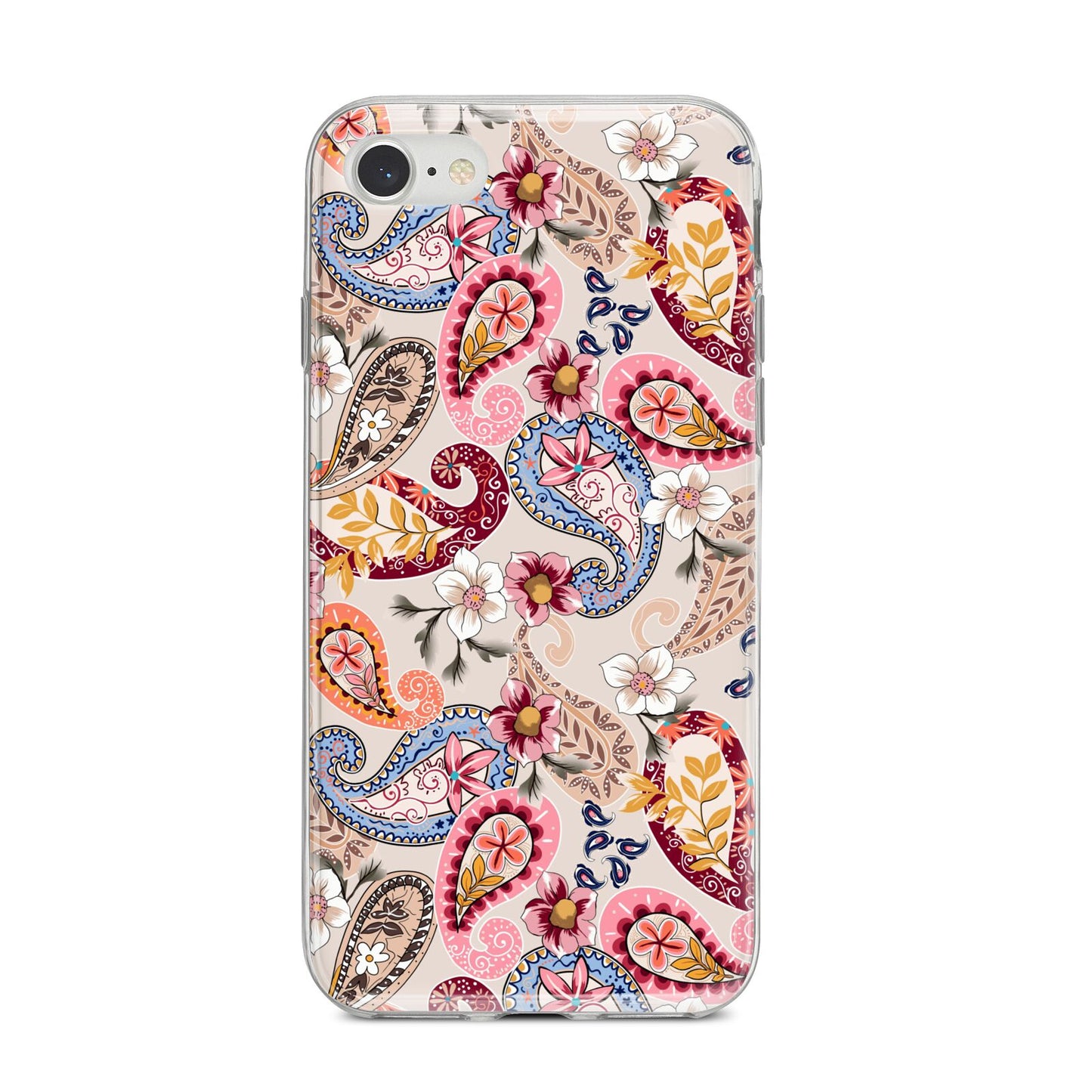 Paisley Cashmere Flowers iPhone 8 Bumper Case on Silver iPhone