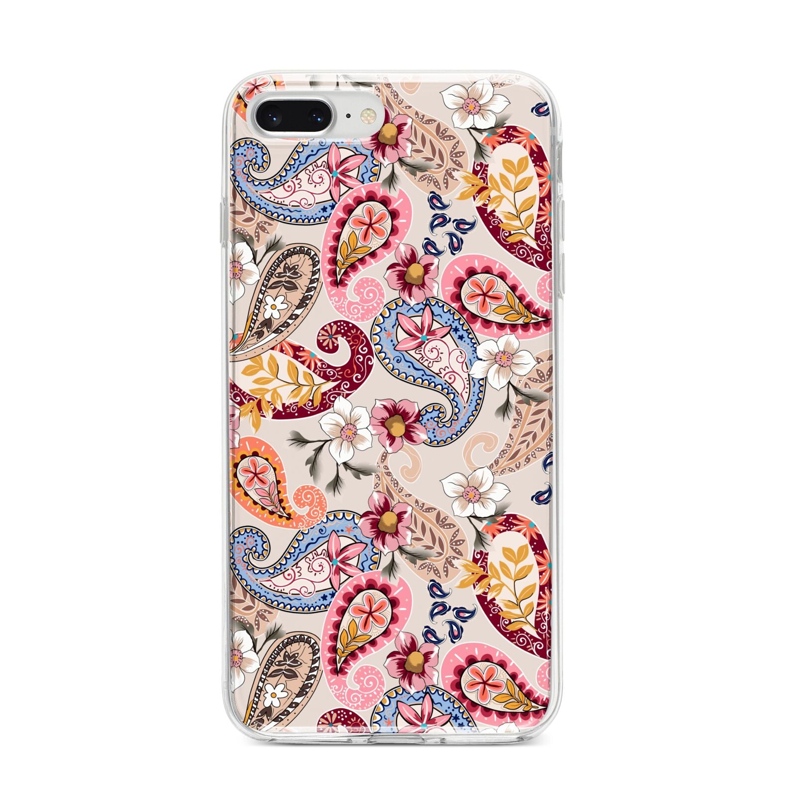 Paisley Cashmere Flowers iPhone 8 Plus Bumper Case on Silver iPhone