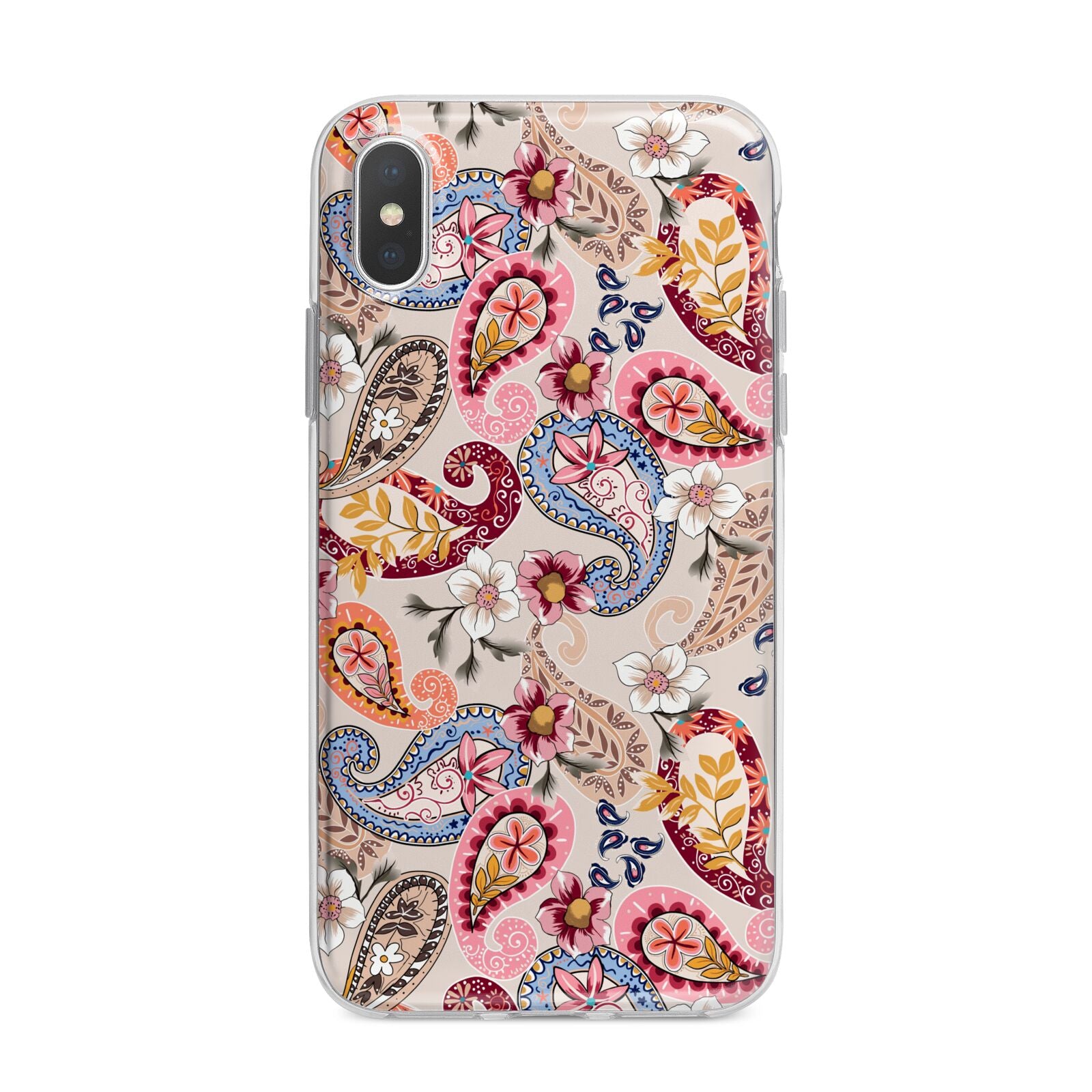 Paisley Cashmere Flowers iPhone X Bumper Case on Silver iPhone Alternative Image 1