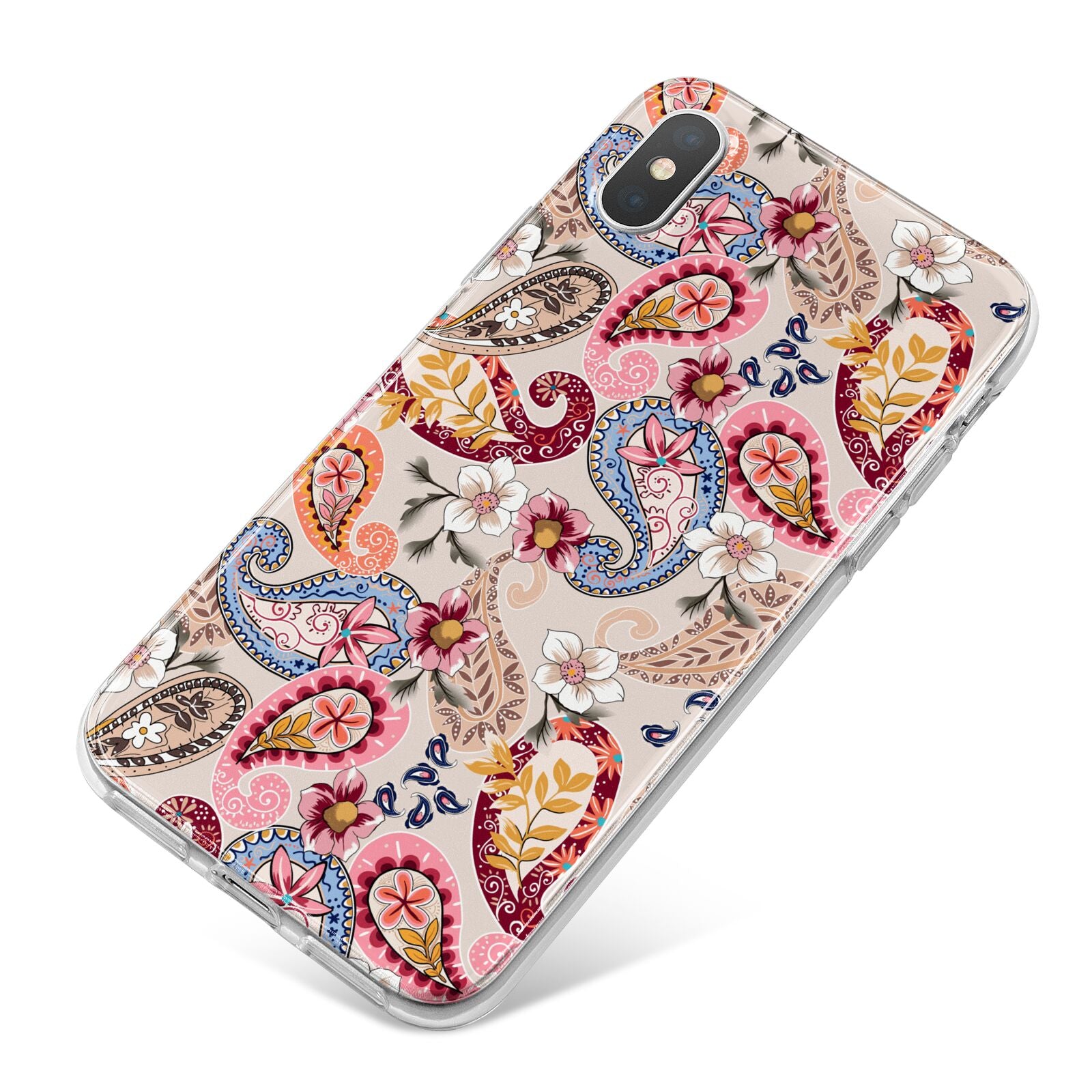 Paisley Cashmere Flowers iPhone X Bumper Case on Silver iPhone