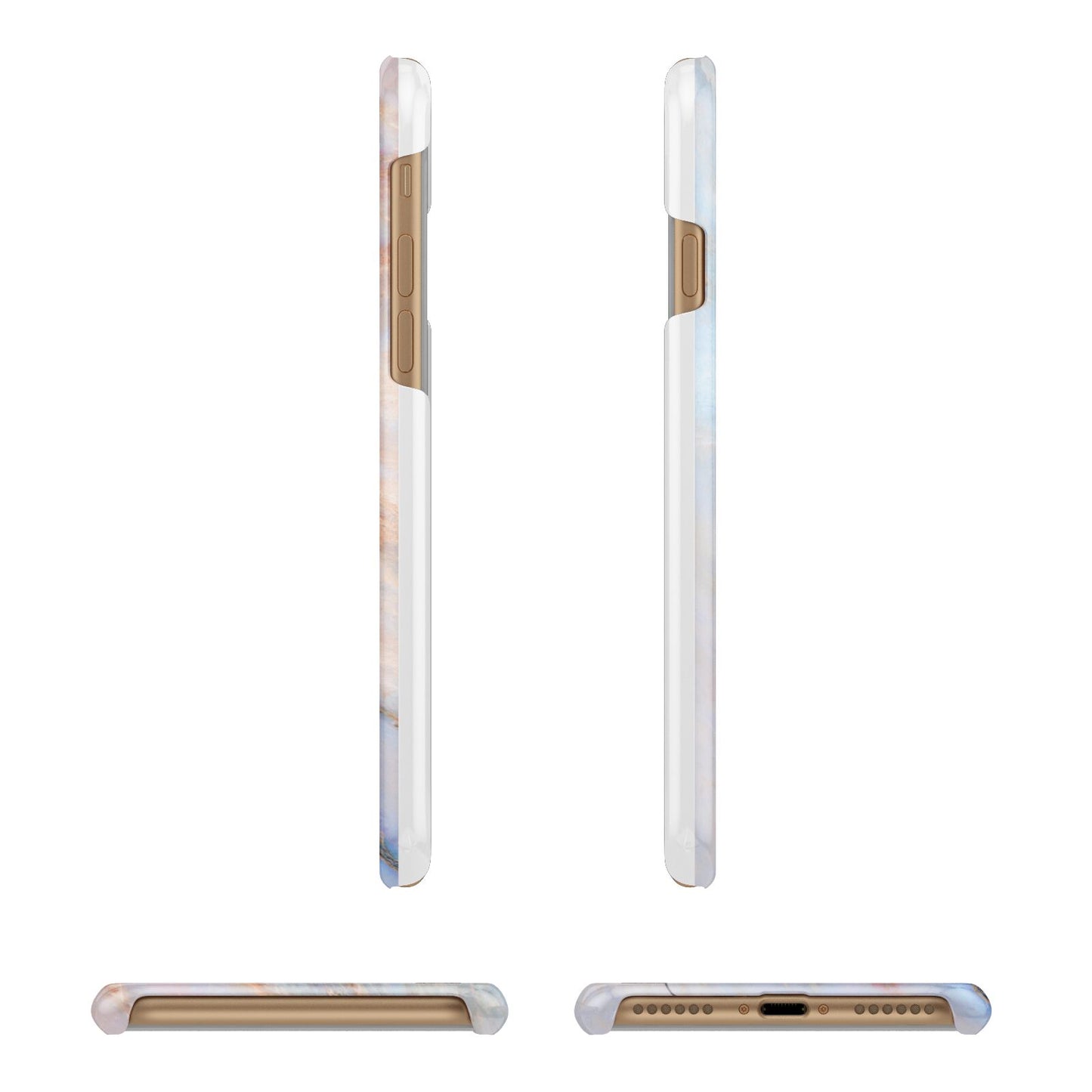 Pale Blue And Pink Marble Apple iPhone 7 8 3D Wrap Snap Case Angled Images