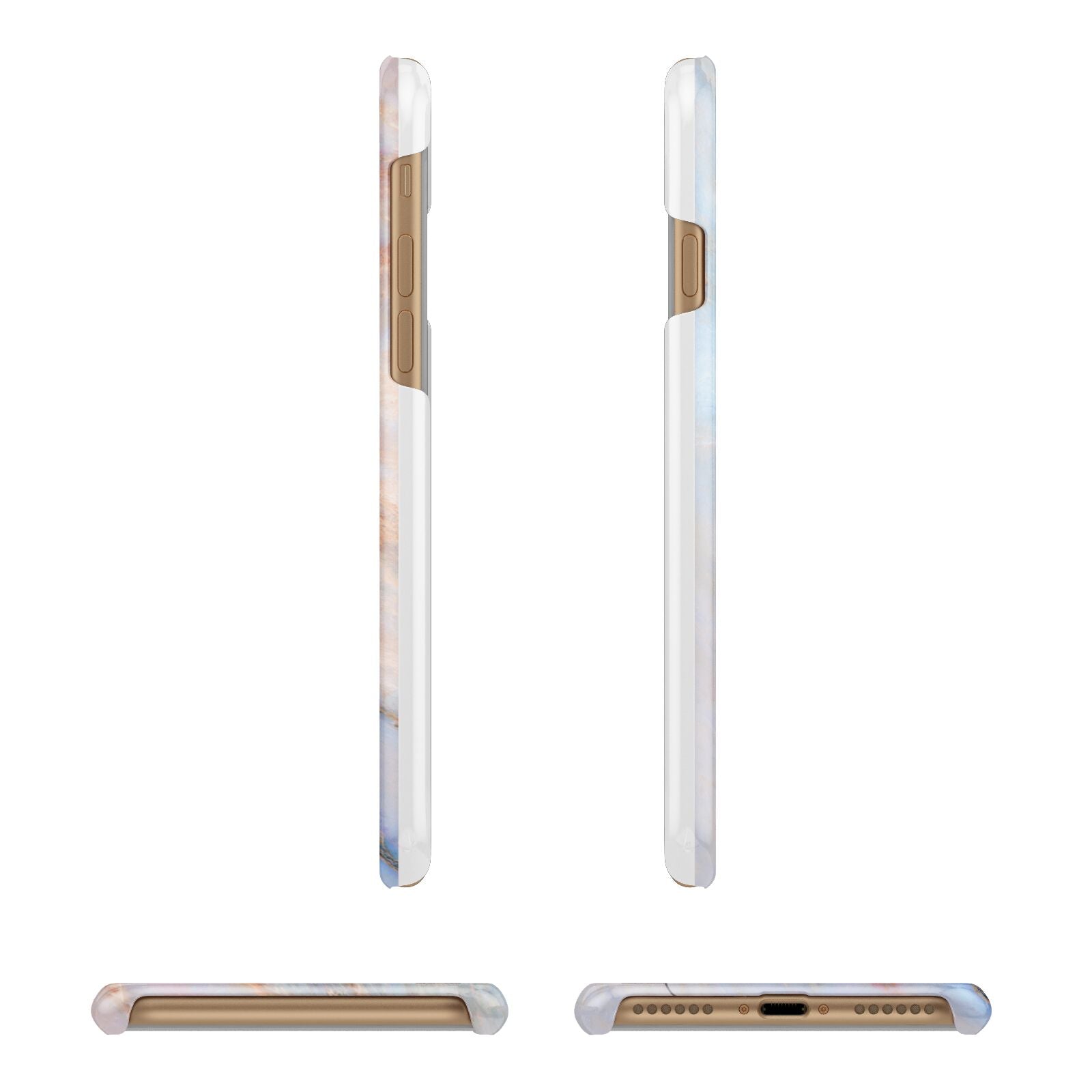 Pale Blue And Pink Marble Apple iPhone 7 8 3D Wrap Snap Case Angled Images