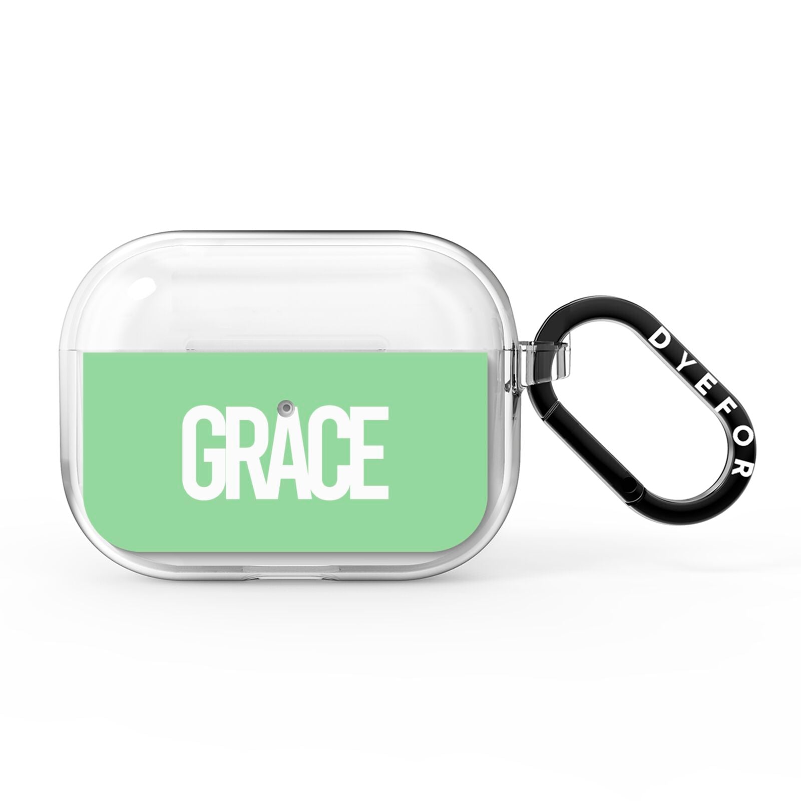 Pale Green with Bold White Text AirPods Pro Clear Case