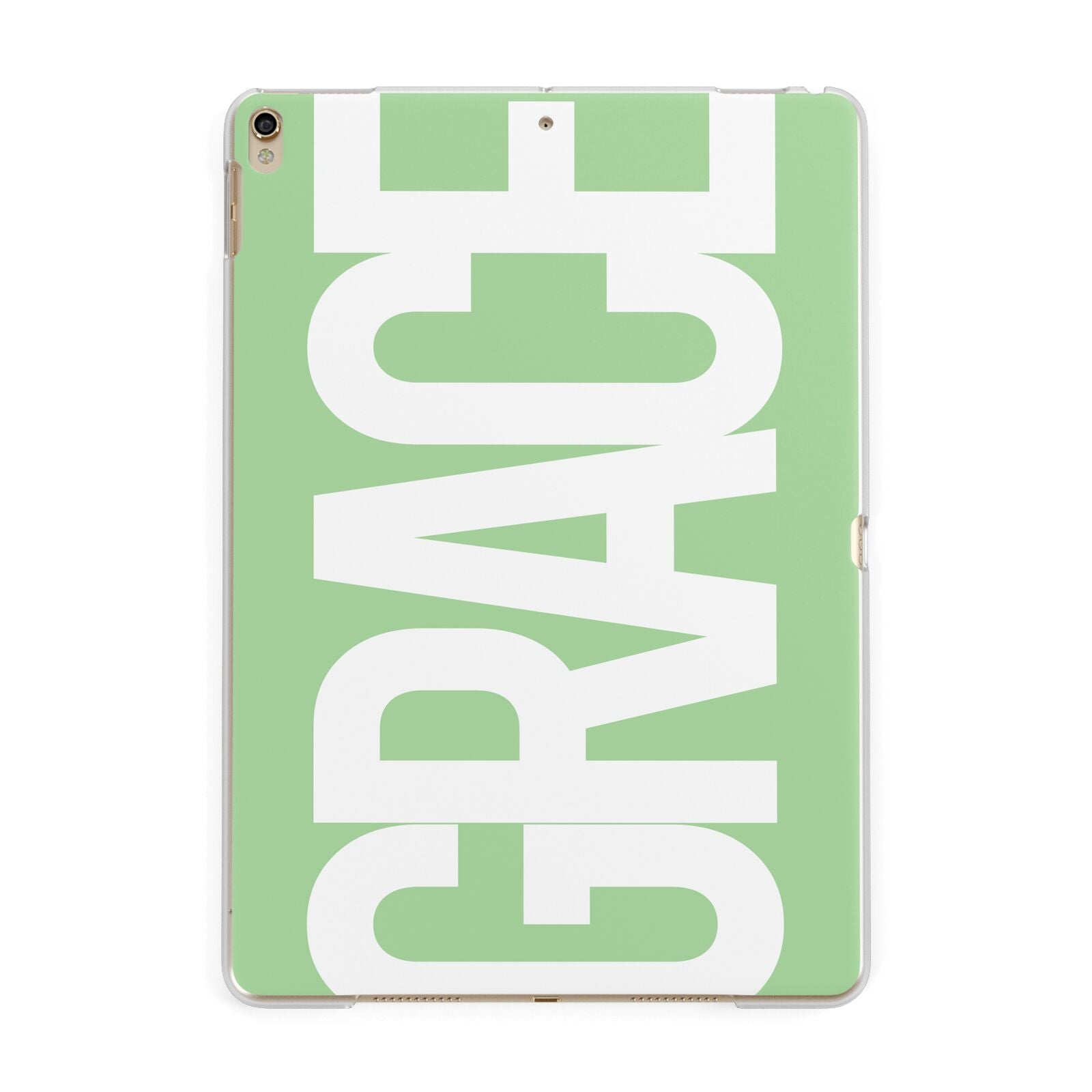 Pale Green with Bold White Text Apple iPad Gold Case