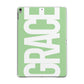 Pale Green with Bold White Text Apple iPad Grey Case