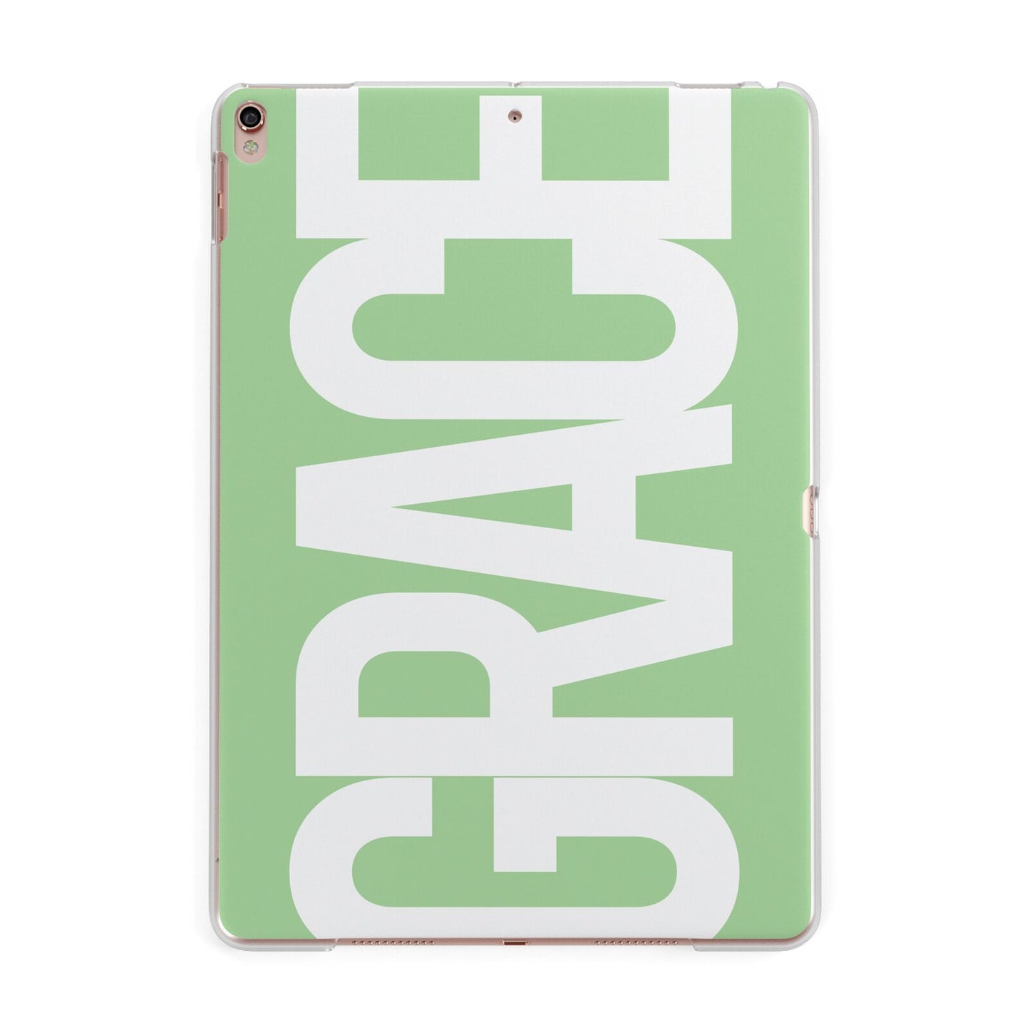 Pale Green with Bold White Text Apple iPad Rose Gold Case