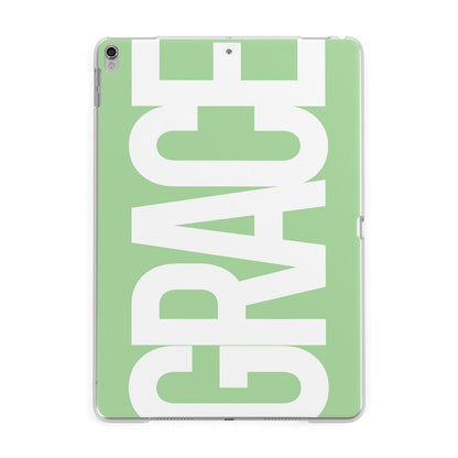 Pale Green with Bold White Text Apple iPad Silver Case