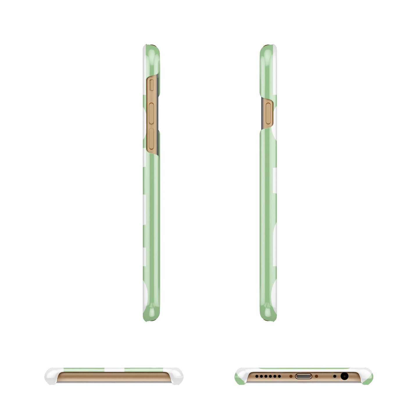 Pale Green with Bold White Text Apple iPhone 6 3D Wrap Snap Case Angled Images