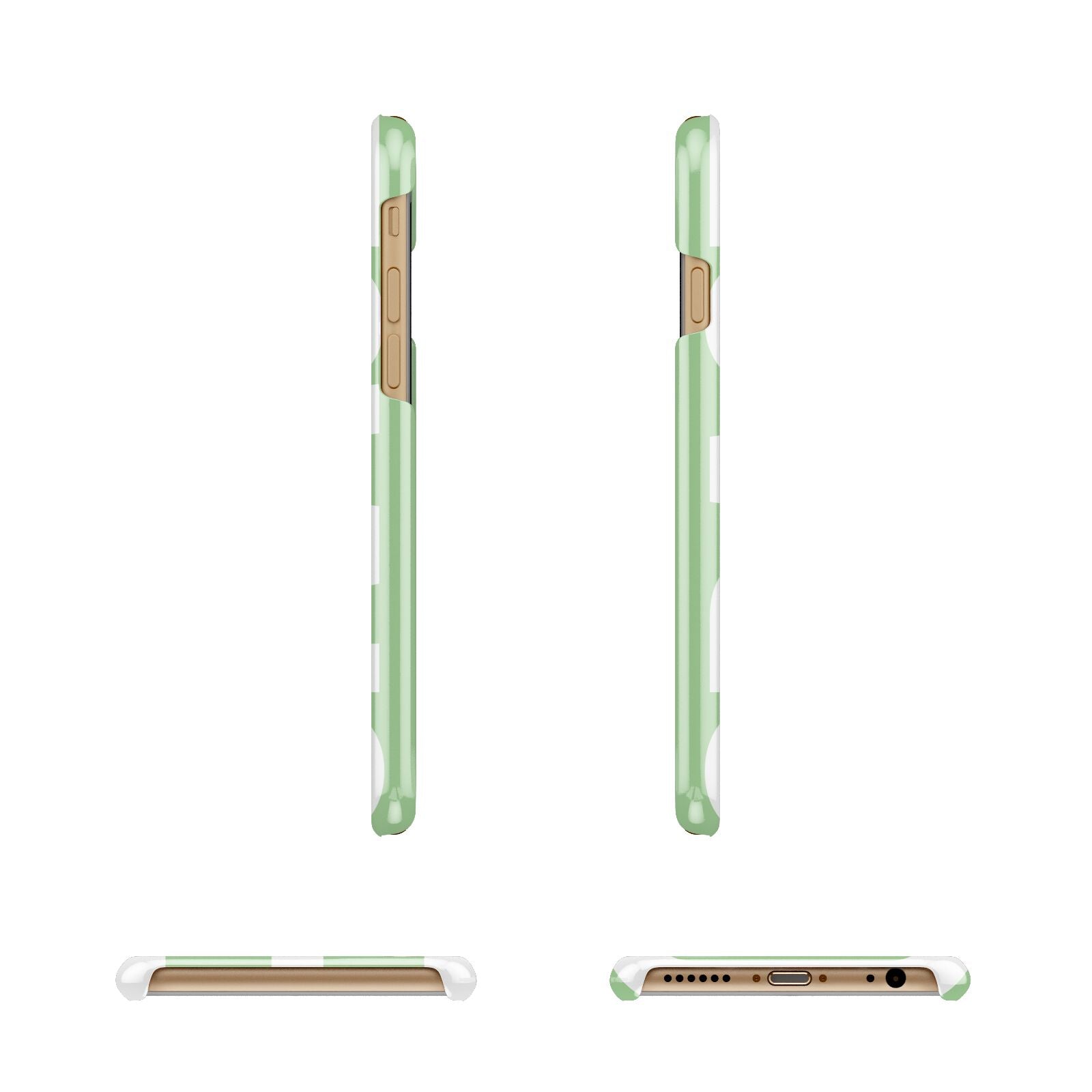 Pale Green with Bold White Text Apple iPhone 6 3D Wrap Snap Case Angled Images